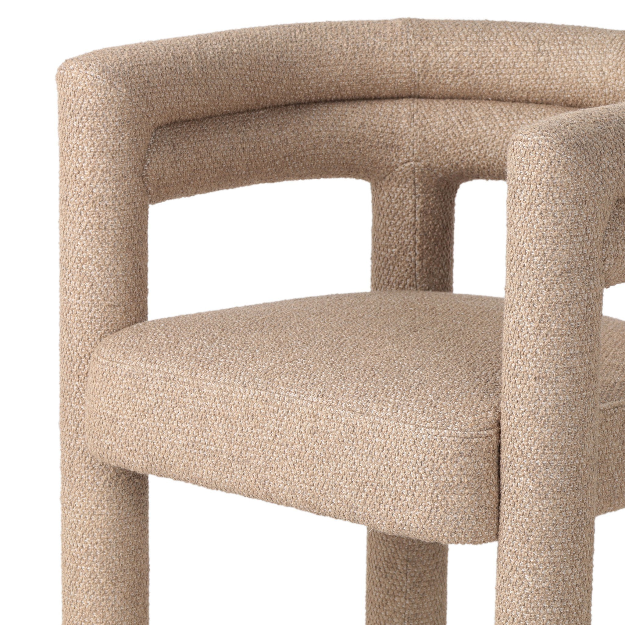 Beige textured dining chair on a white background