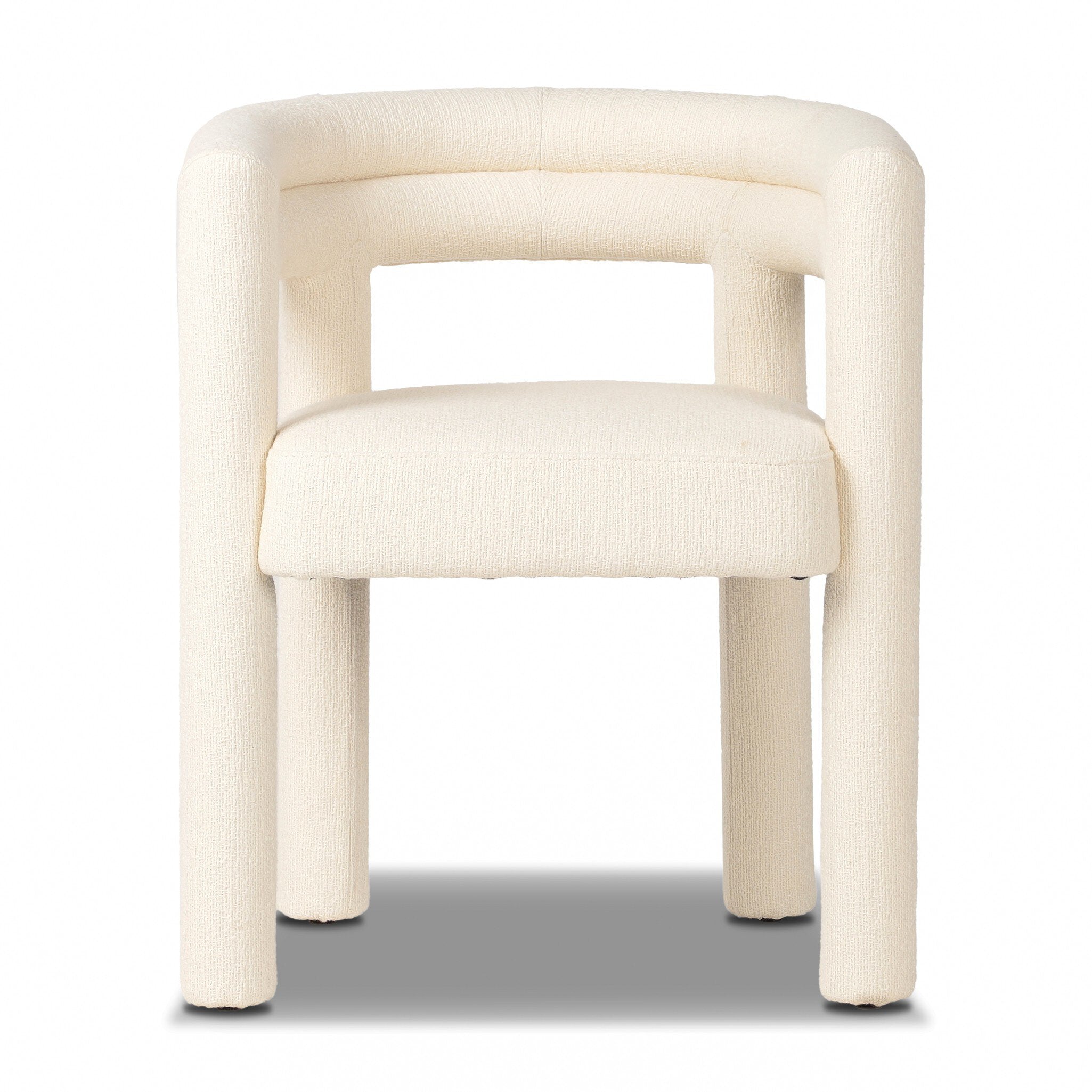 White dining chair in performance fabric on a white background