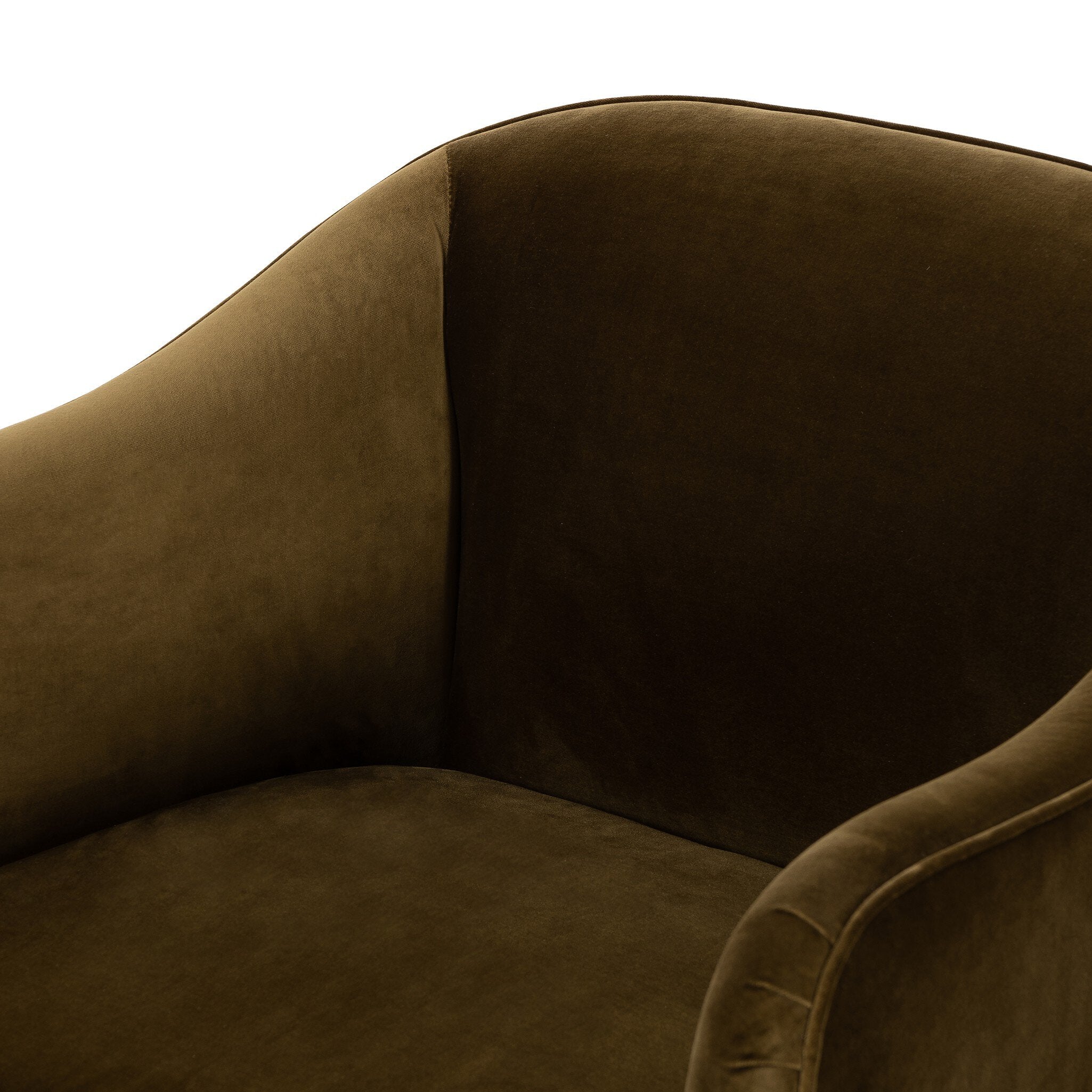 Brown velvet armchair on a white background