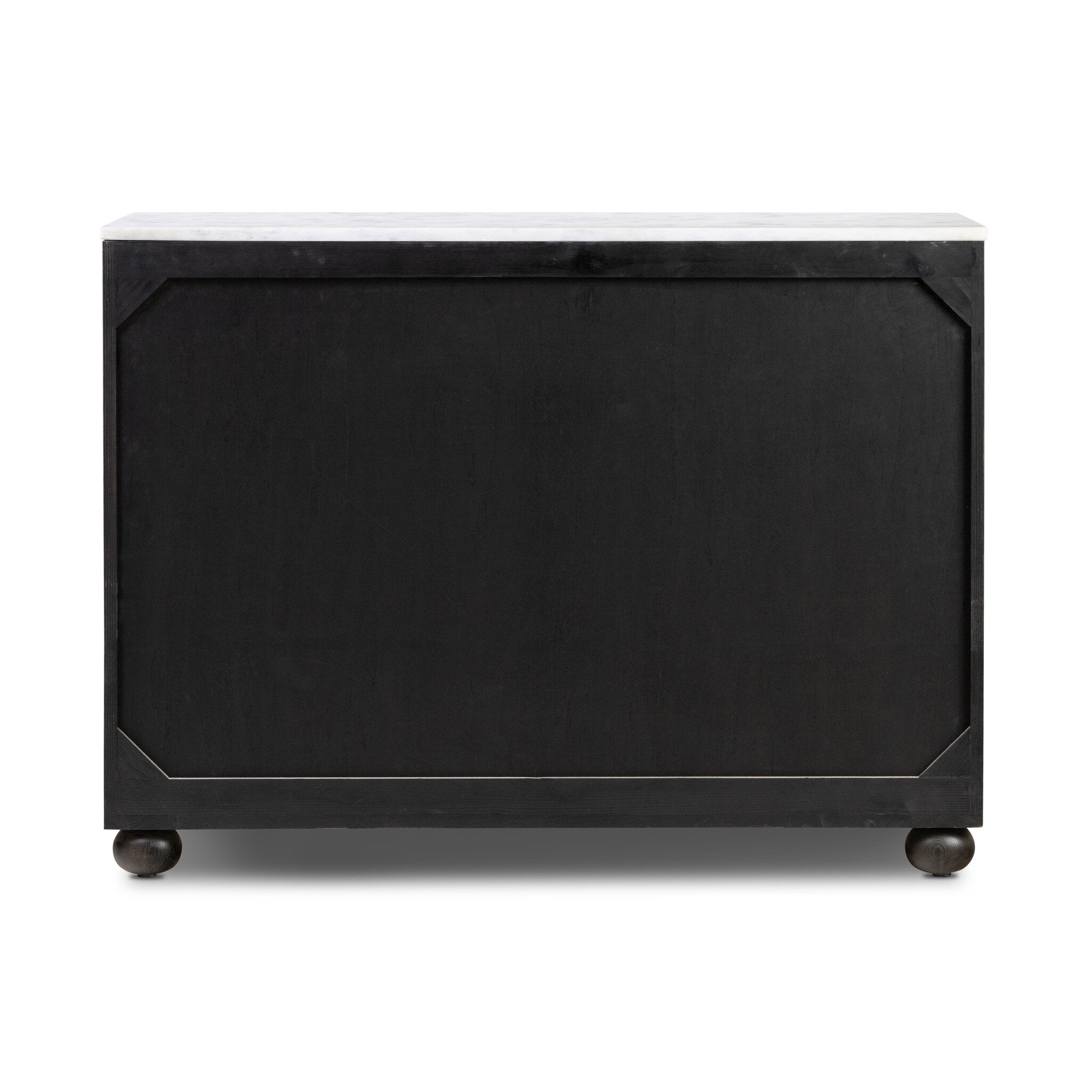 Back view of Black storage chest on a white background