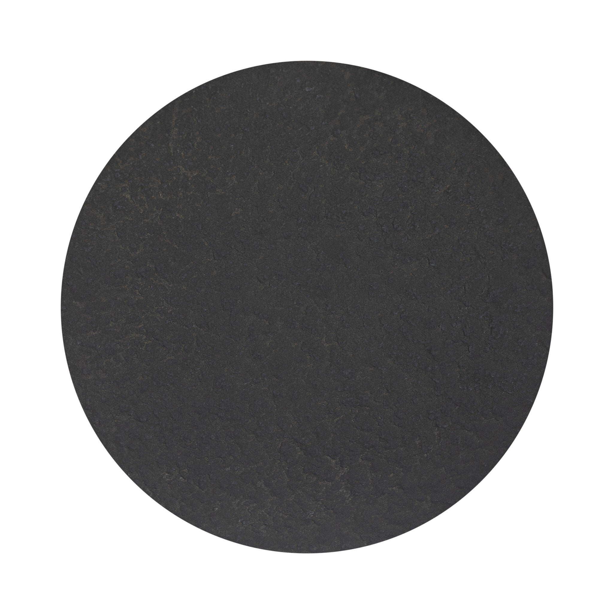 Black circular object on a white background