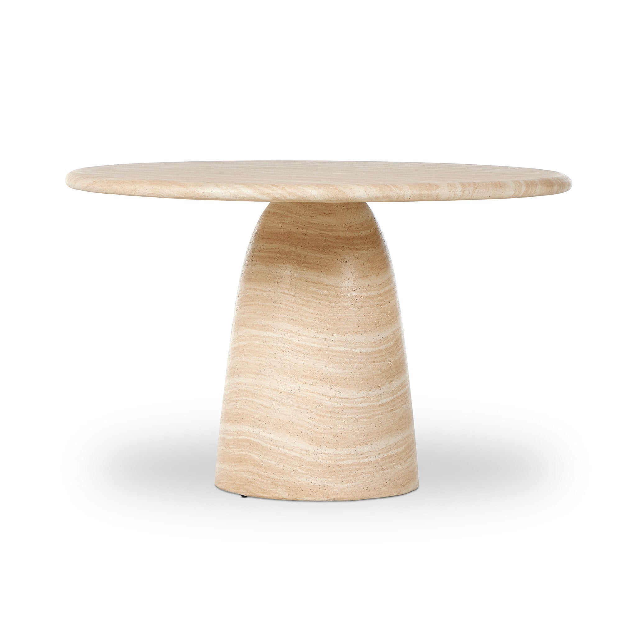 Concrete table with a unique design on a white background