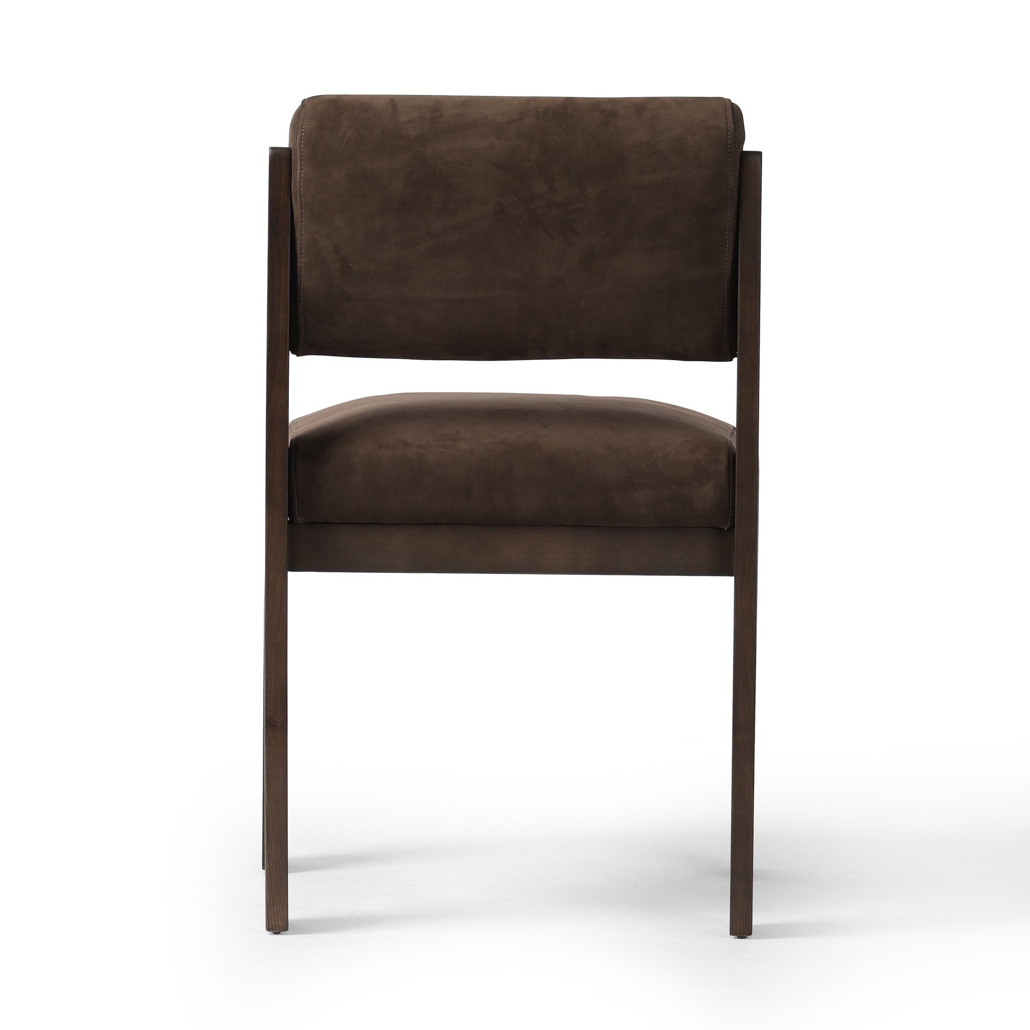Brown upholstered chair on a white background
