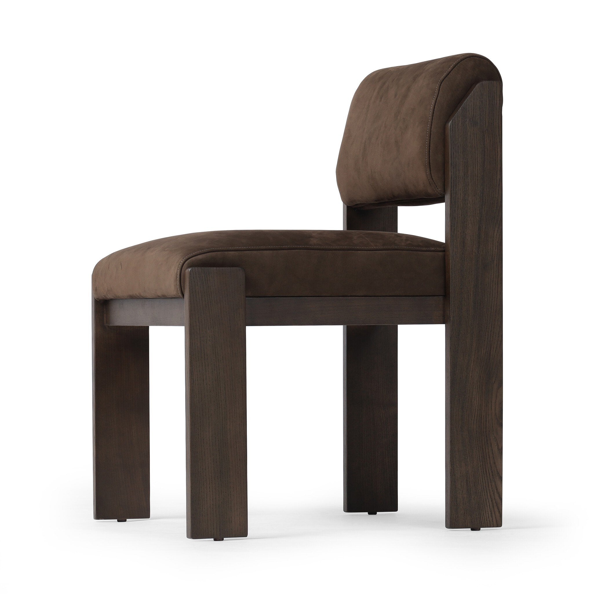 Brown chair with wooden legs on a white background