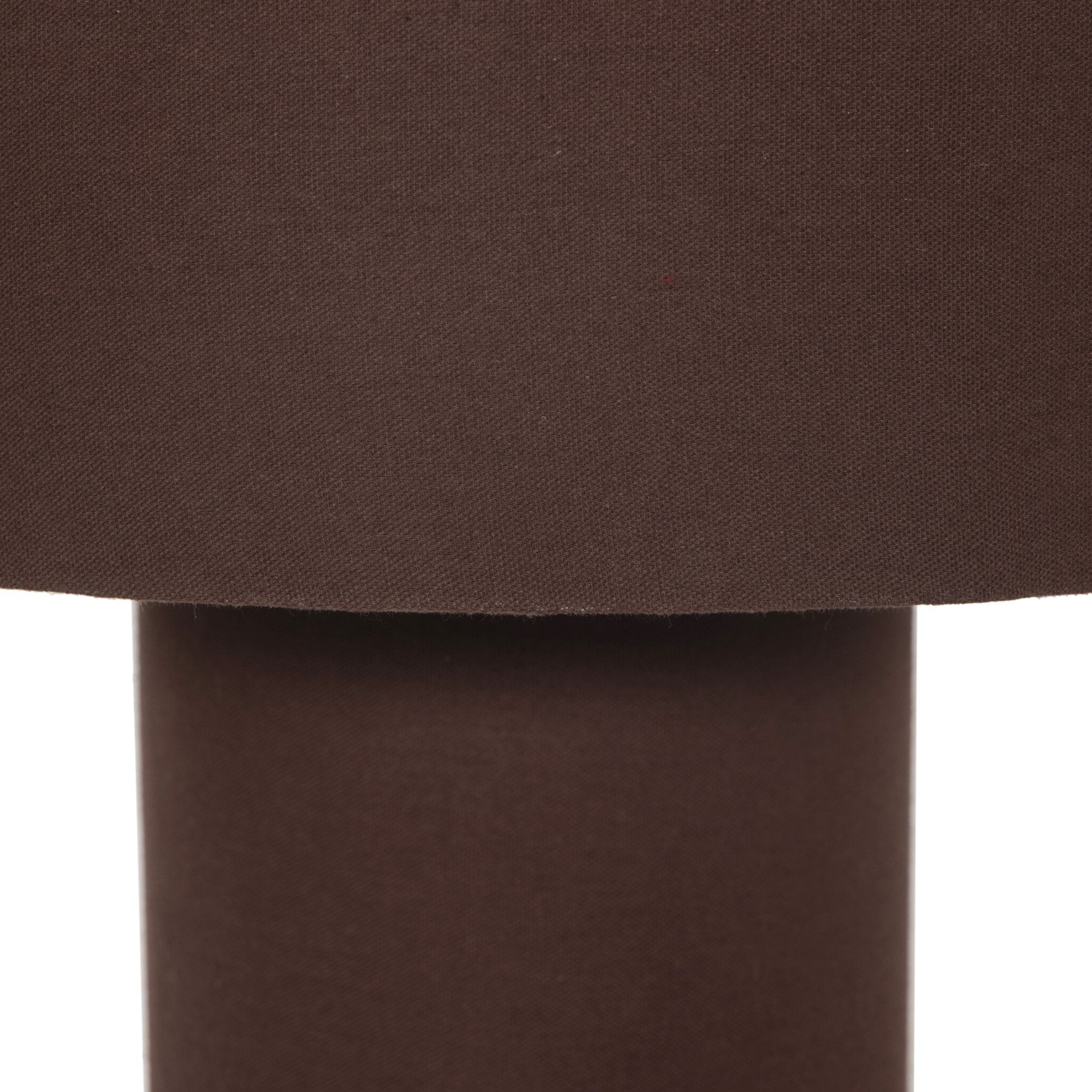 Close-up of a brown fabric lamp