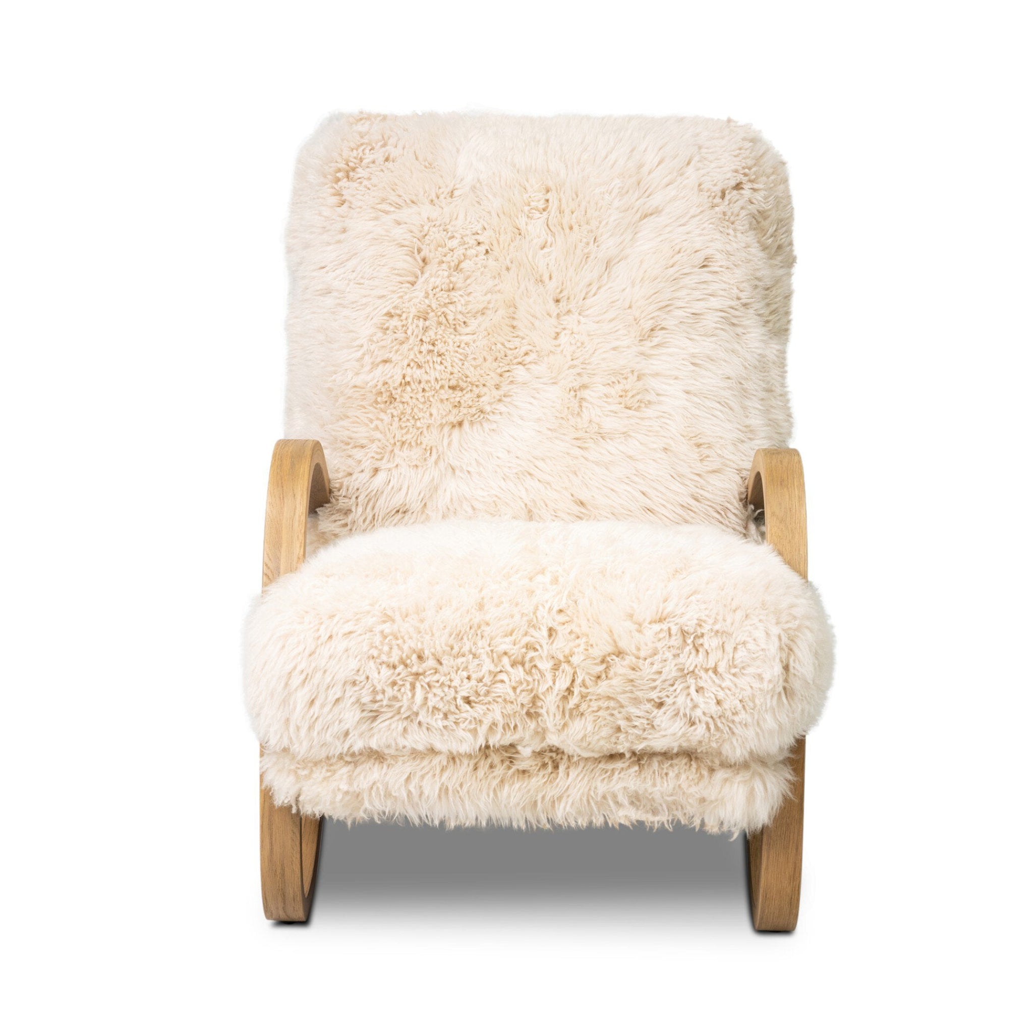 Chair with white fur cover on a white background
