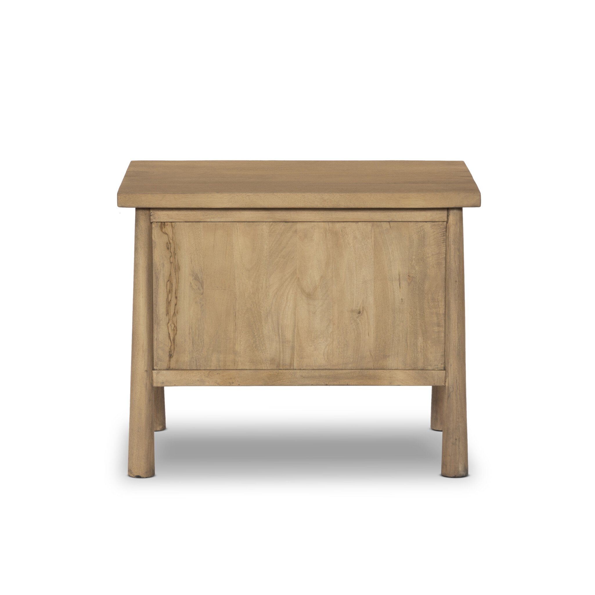 Wooden side table with a plain background