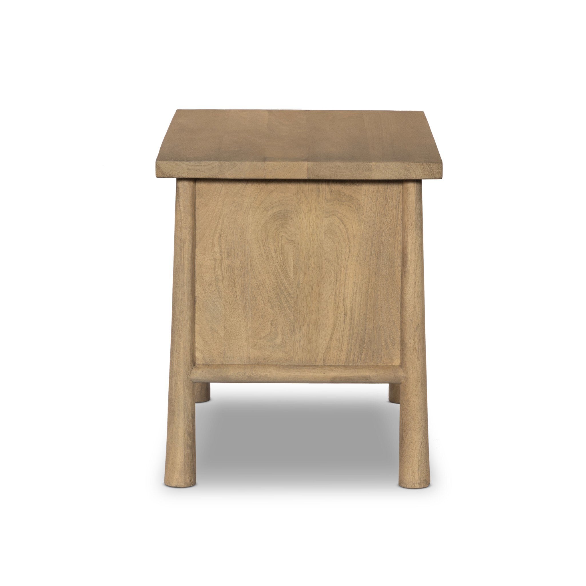 Wooden side table on a white background