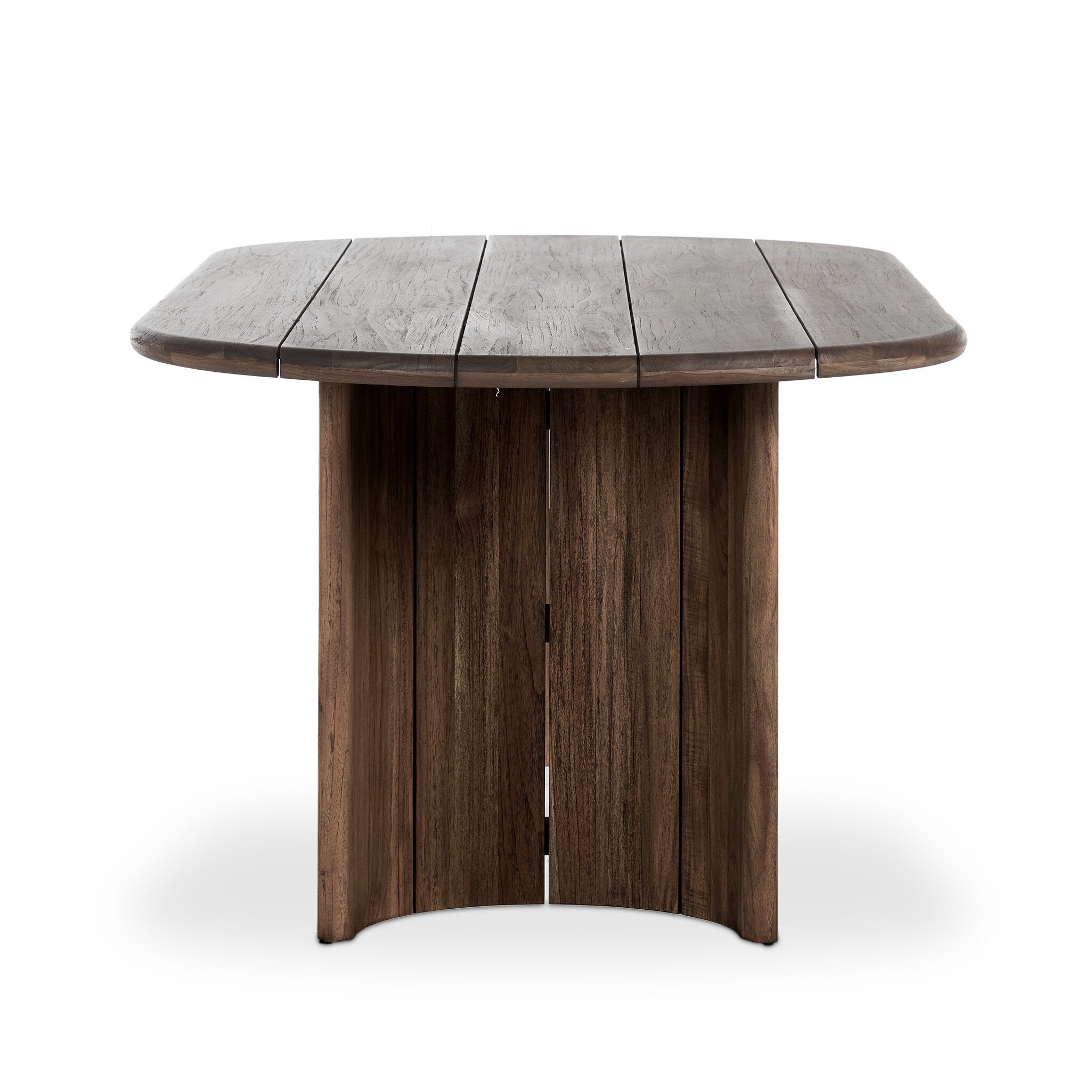 Wooden table with an oval top on a white background