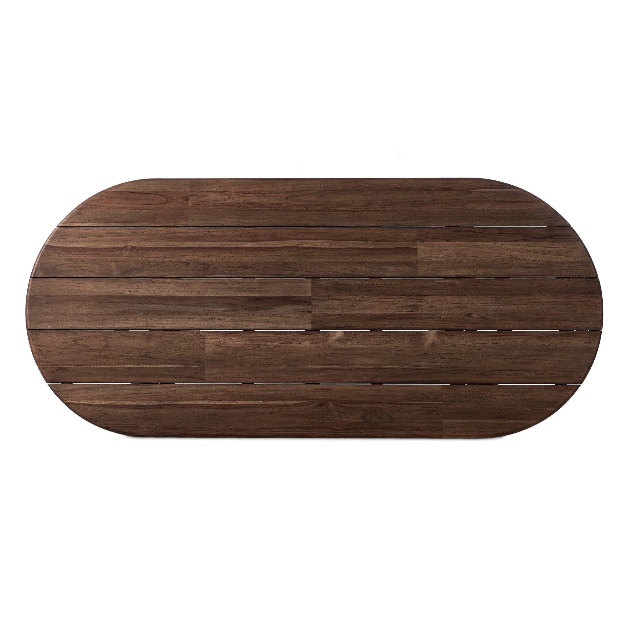 Wooden table top with a dark brown finish on a white background