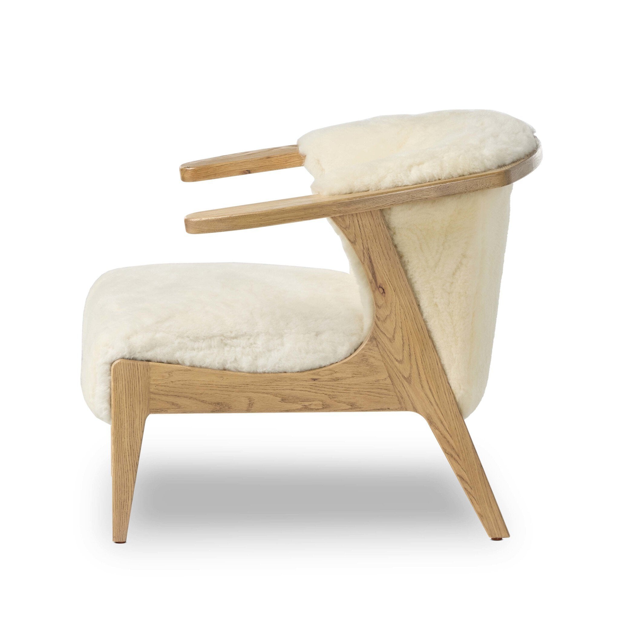 Wooden armchair with white cushion on a white background