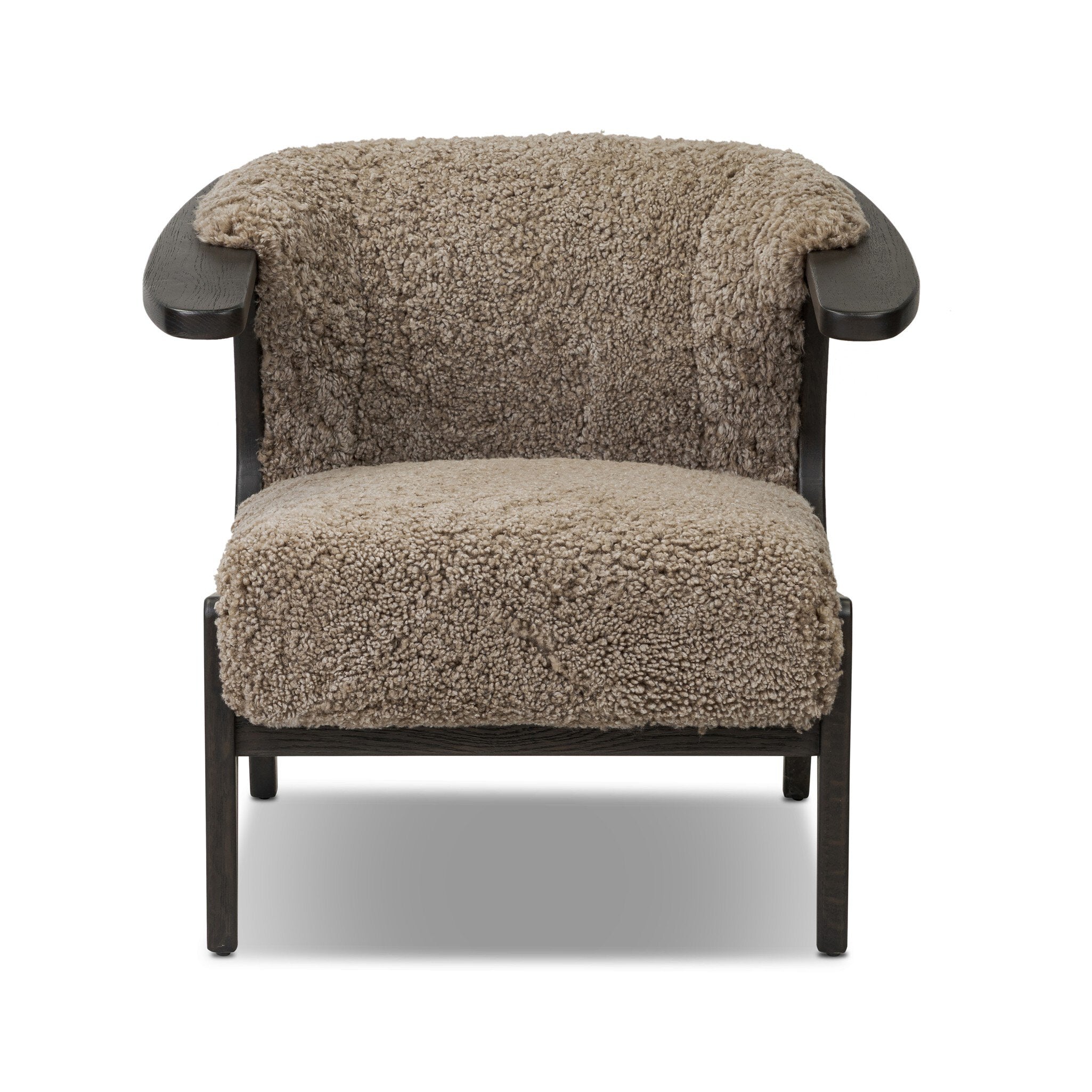 Chair with brown plush upholstery on a white background