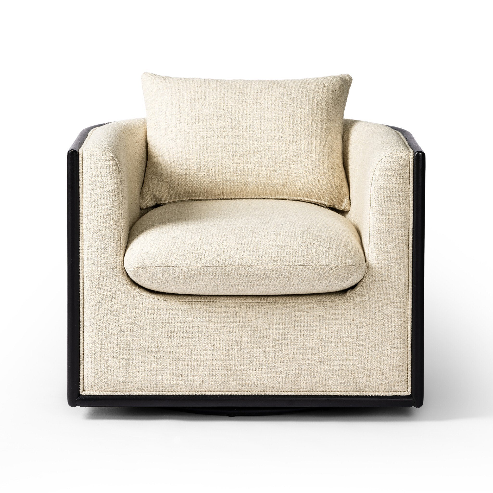 Beige armchair with a pillow on a white background