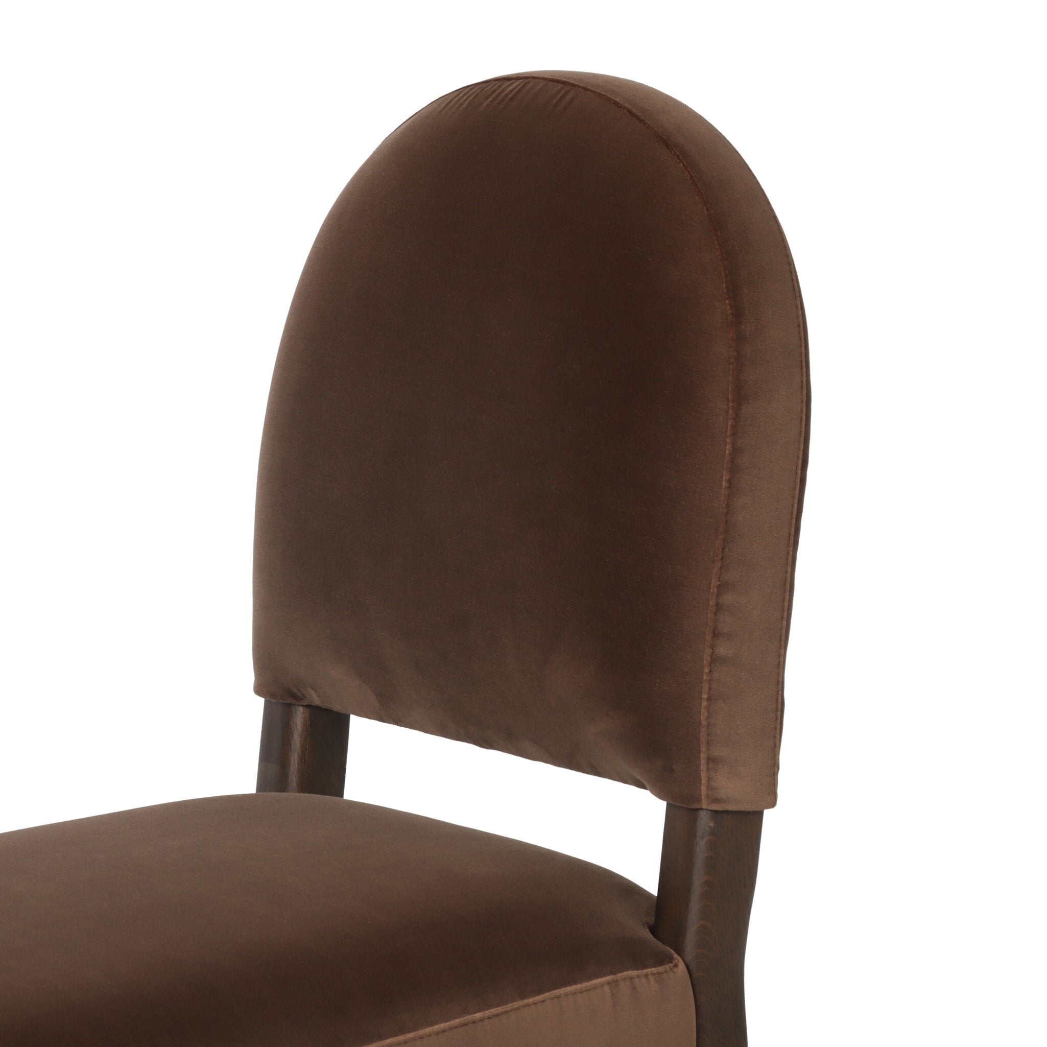 Brown dining chair with a matching cover on a white background