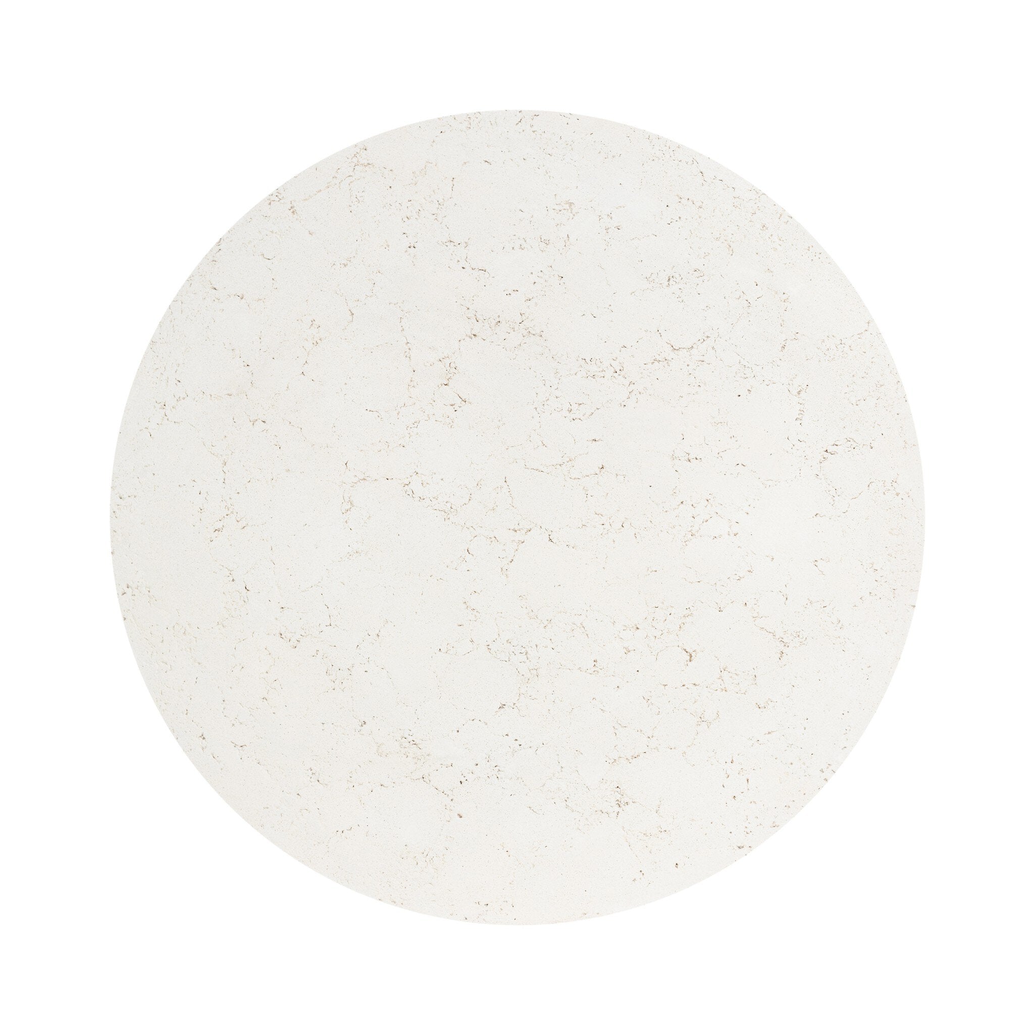 Round white concrete tabletop on a white background