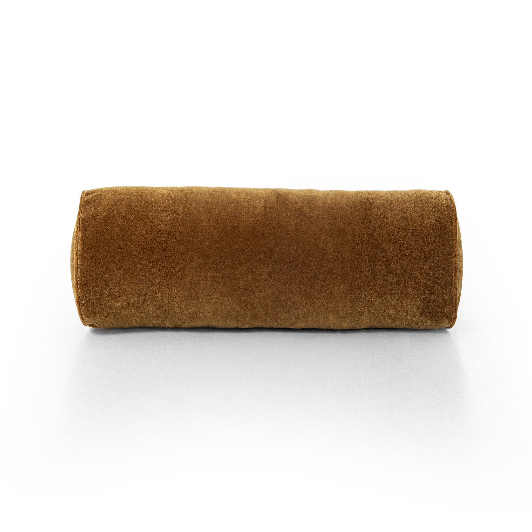 Brown cylindrical pillow on a white background