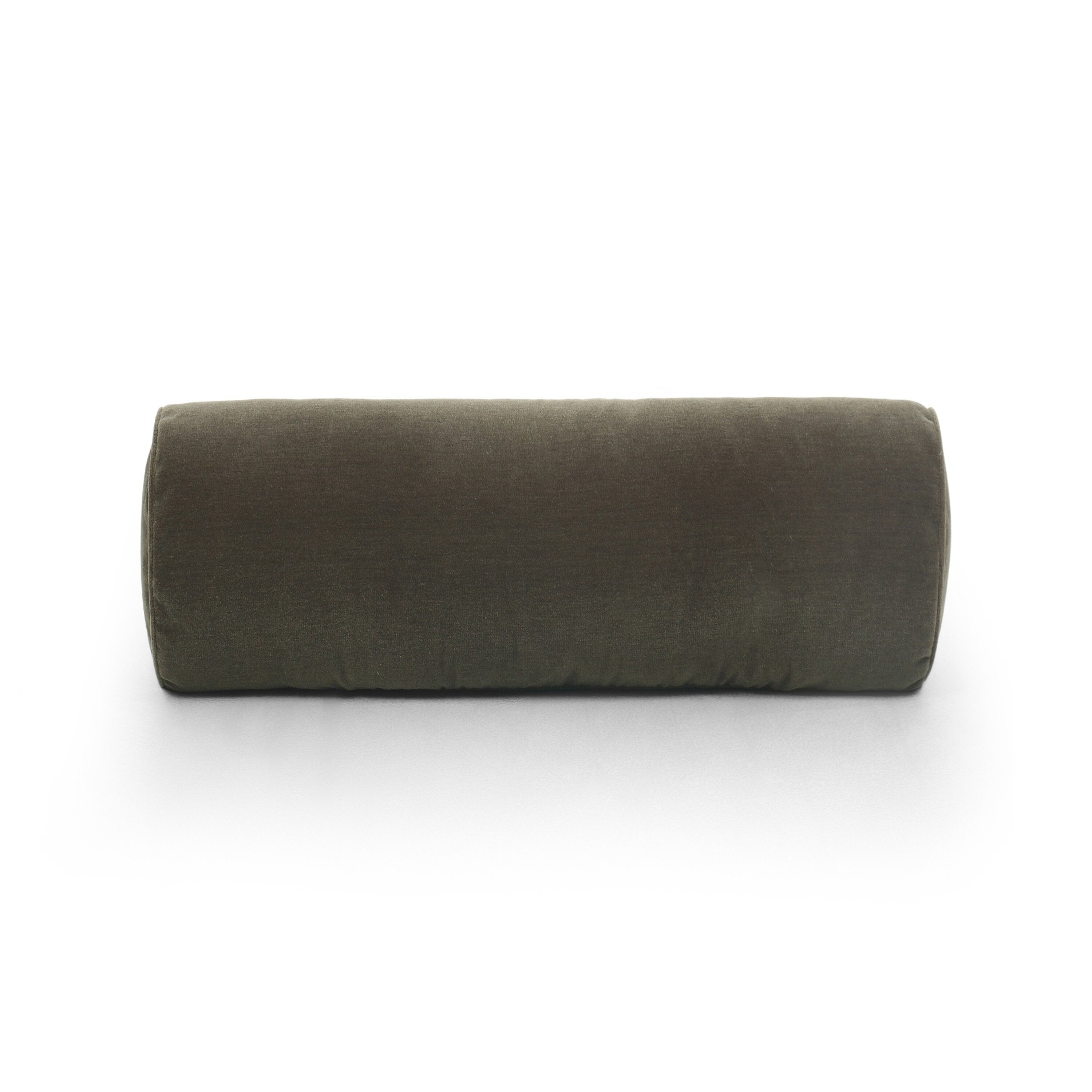 Brown cylindrical pillow on a white background