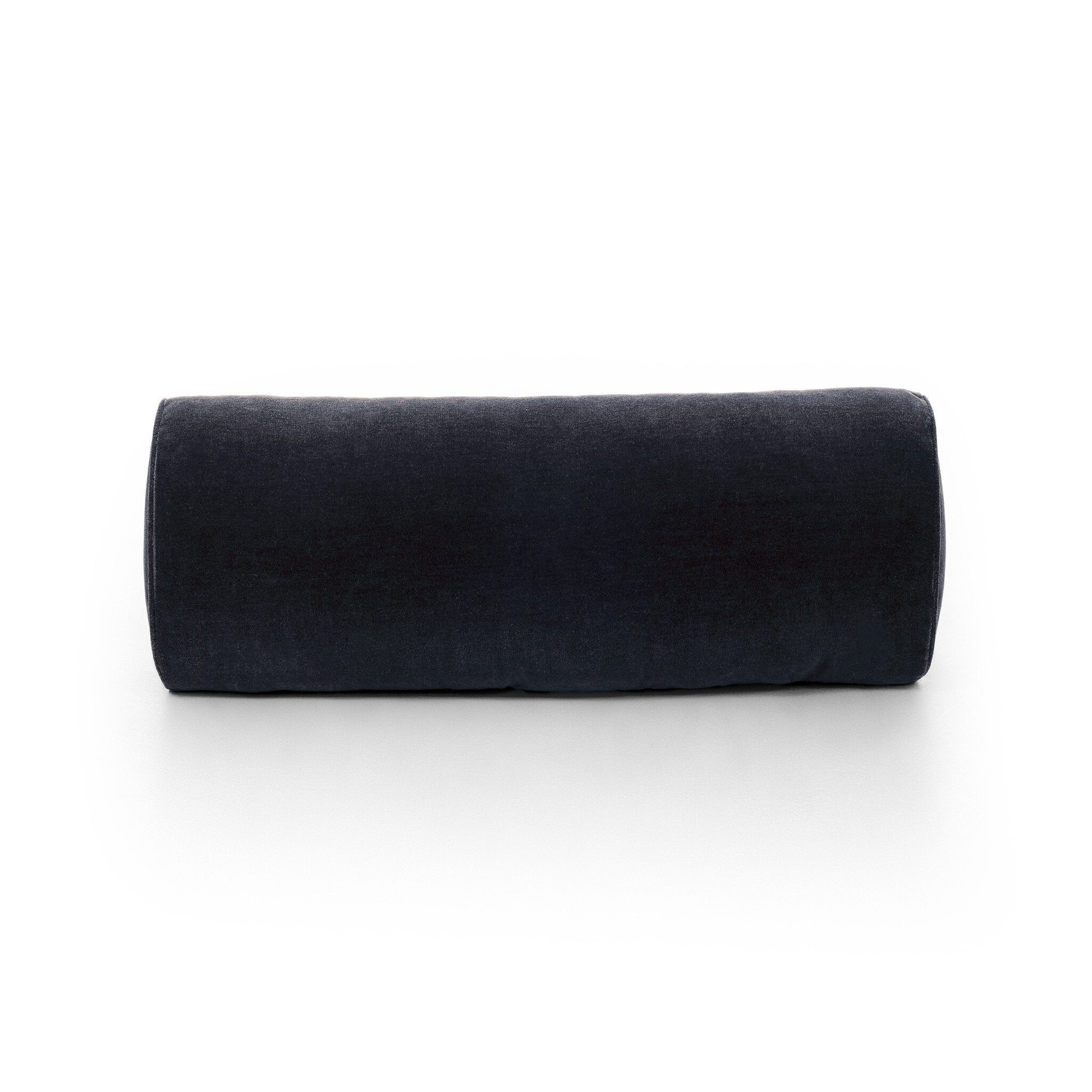 Black cylindrical pillow on a white background