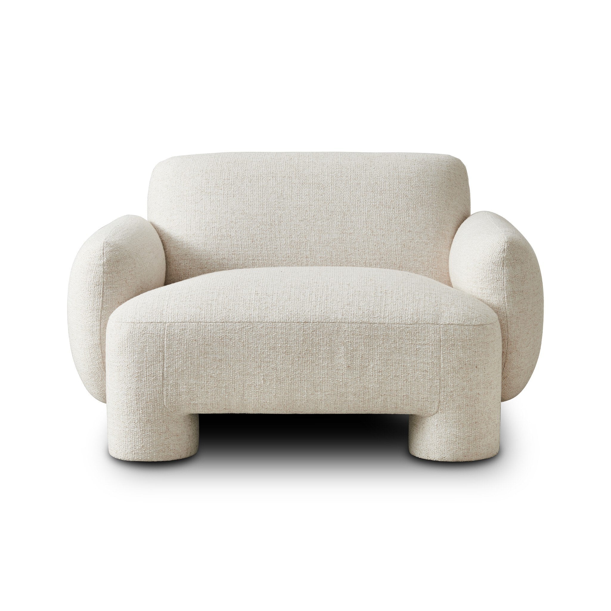Beige armchair with a modern design on a white background