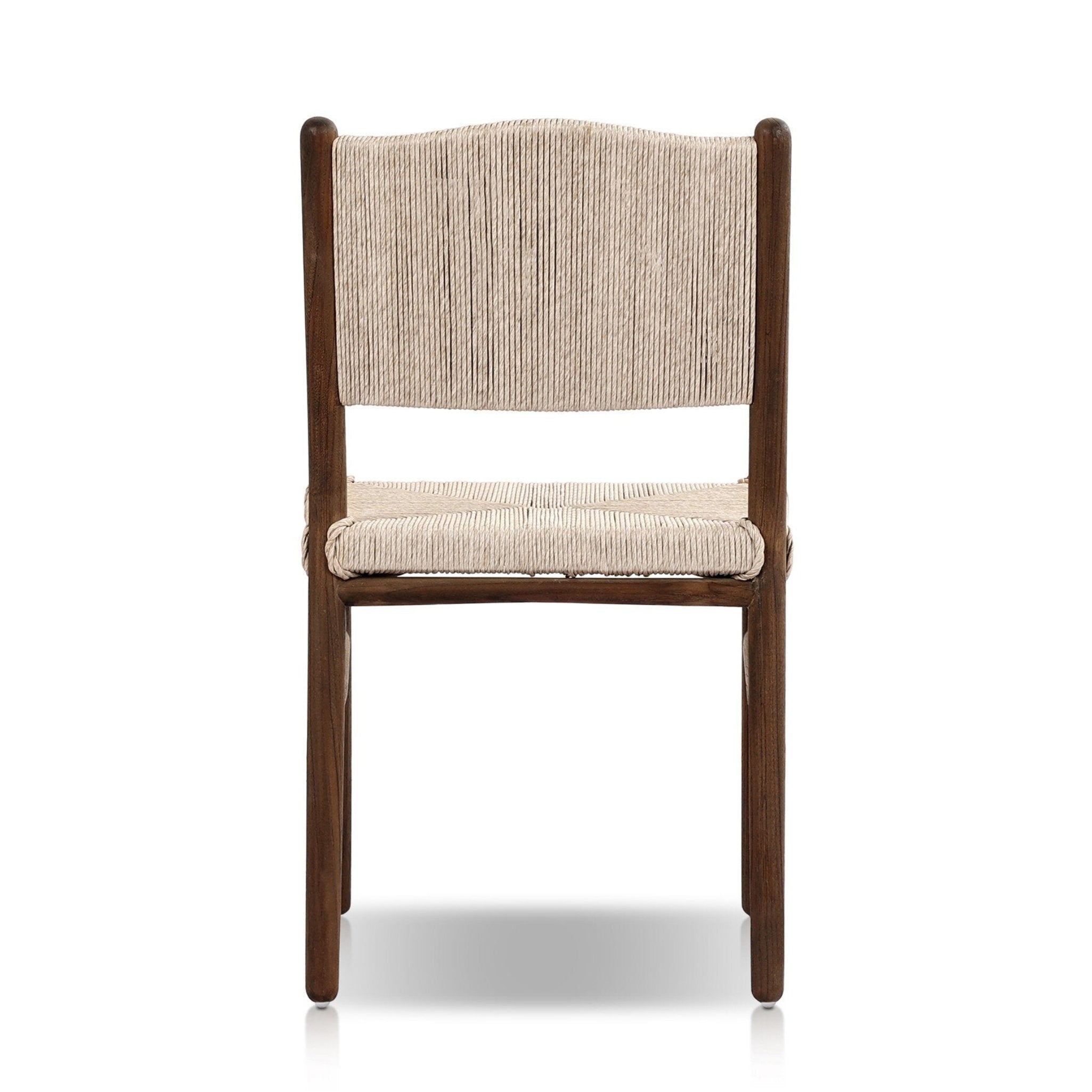 Wooden chair with woven backrest and seat on a white background