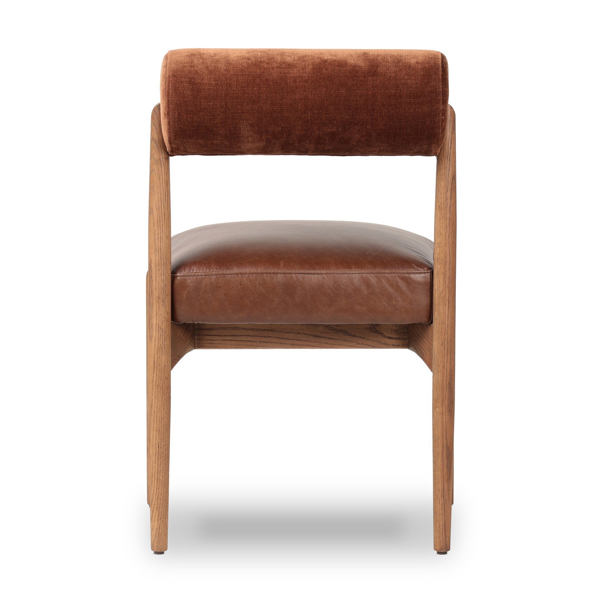 Brown chair with wooden frame on a white background