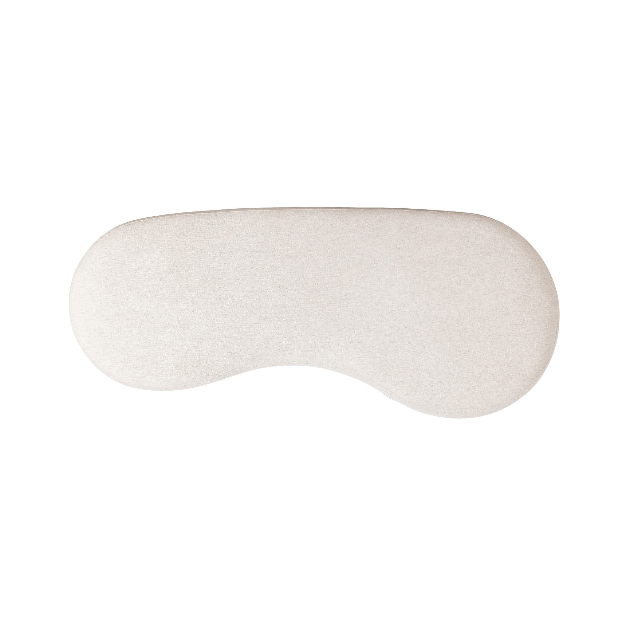 Top view of a wavy bench with a white upholstered seat