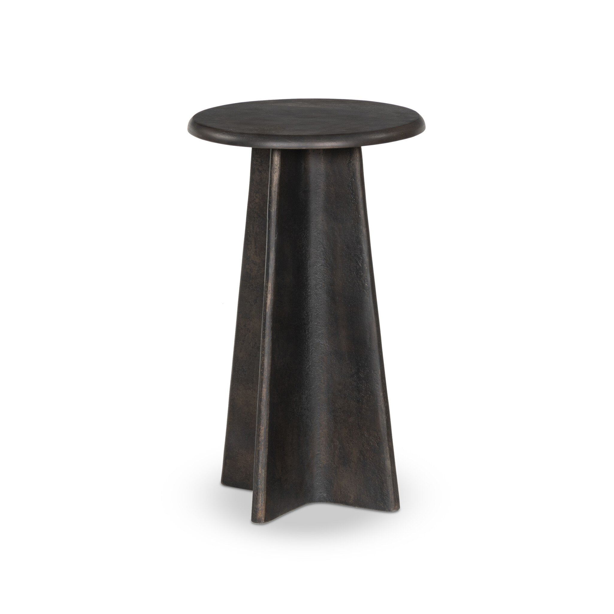 Dark brown side table on a white background