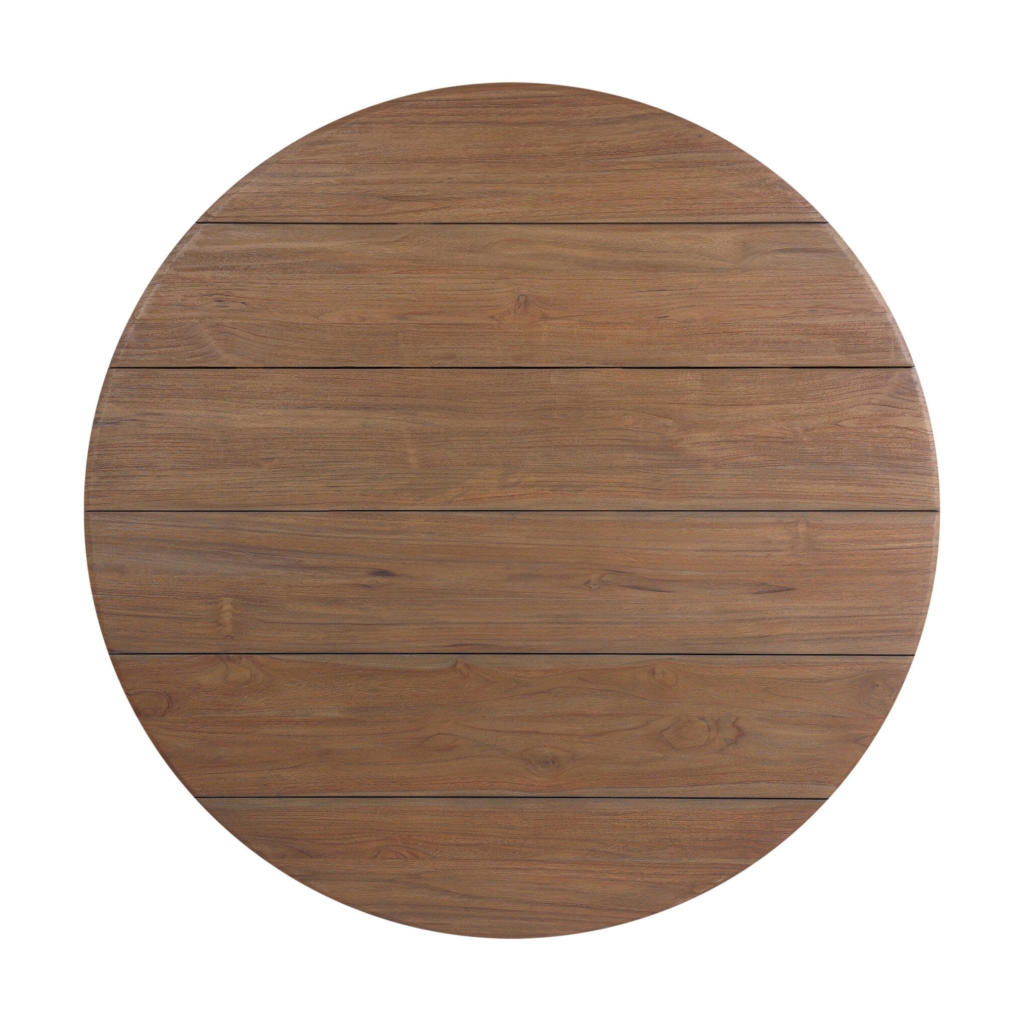 Round wooden table top on a white background