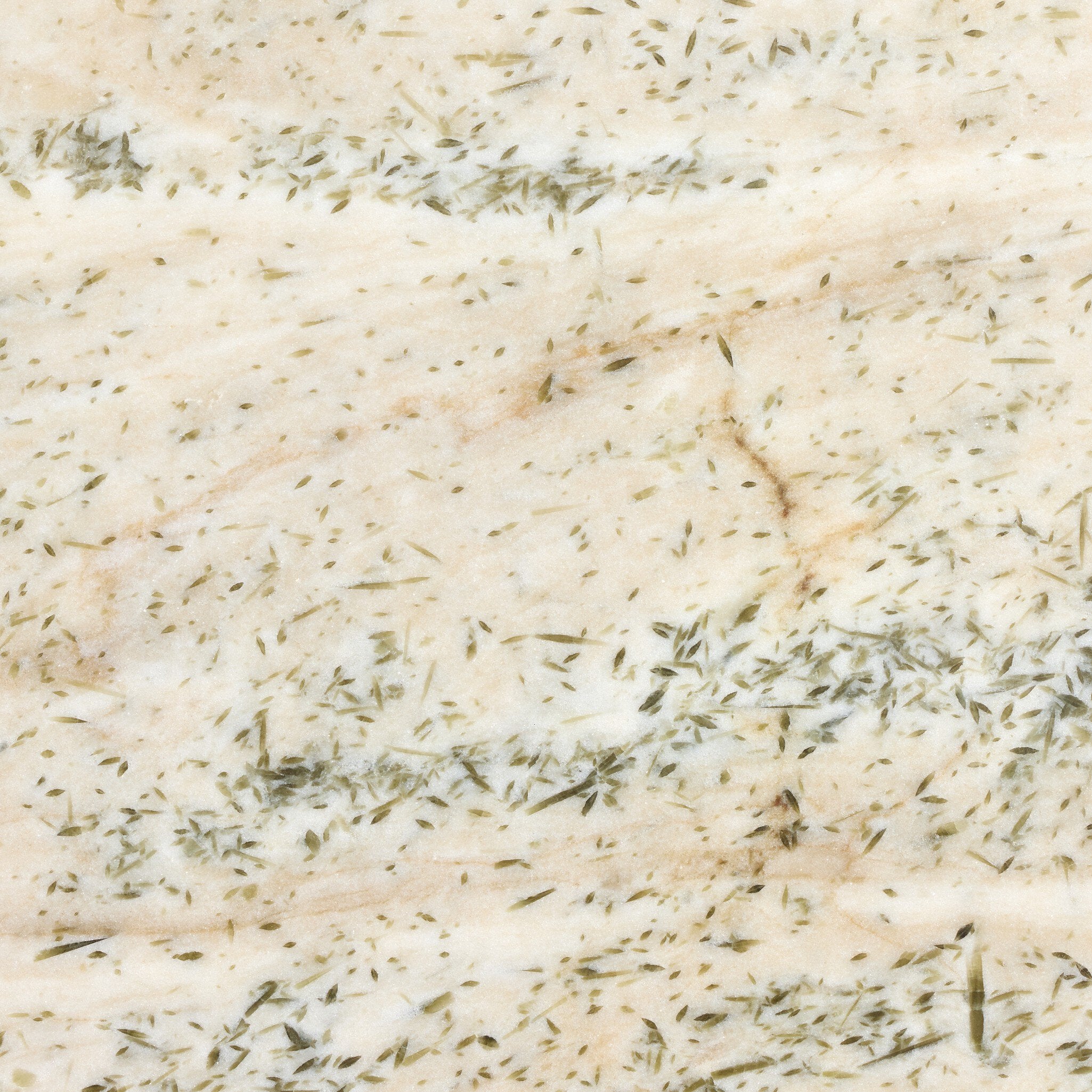Close-up of a beige onyx surface with green veining