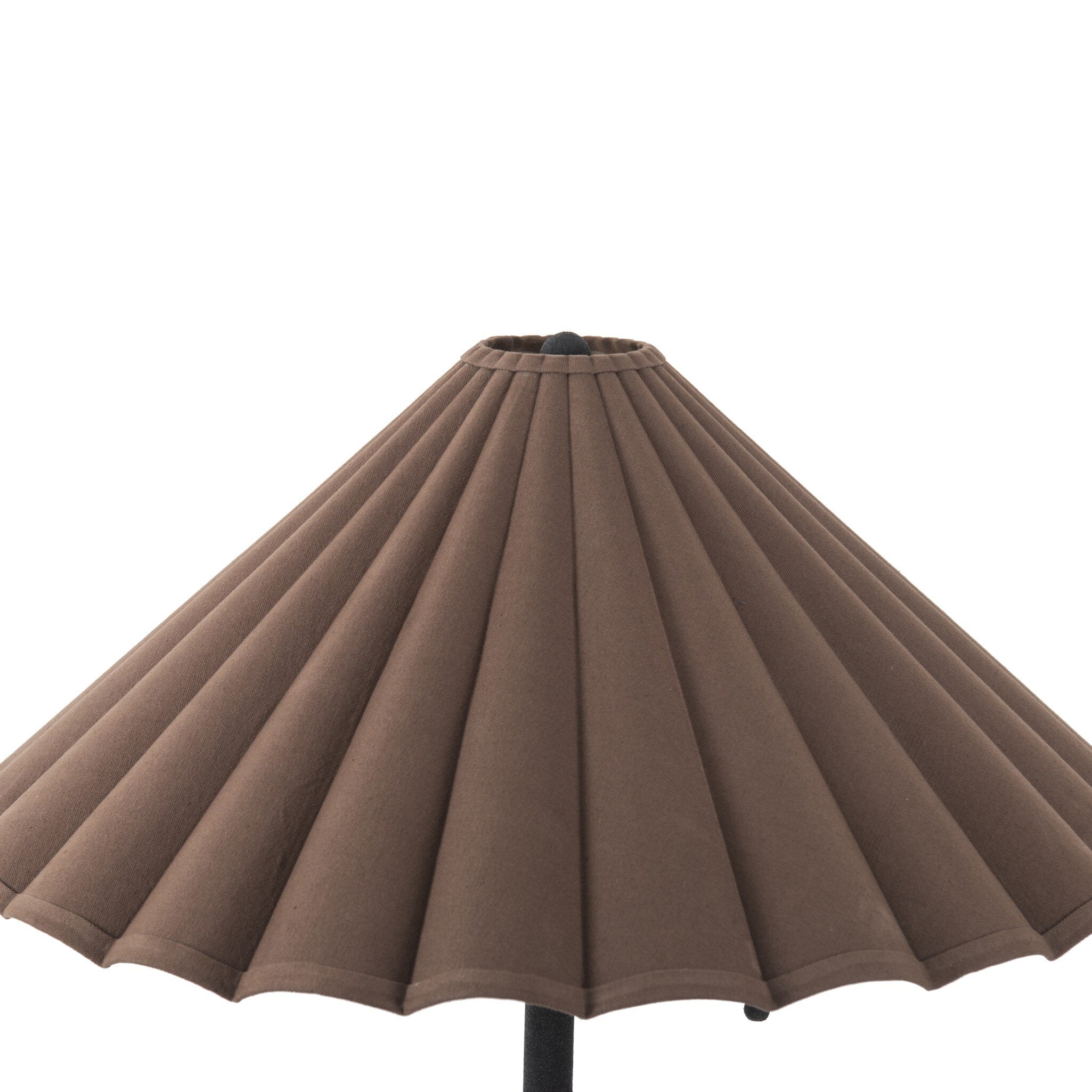 Brown pleated lampshade on a white background