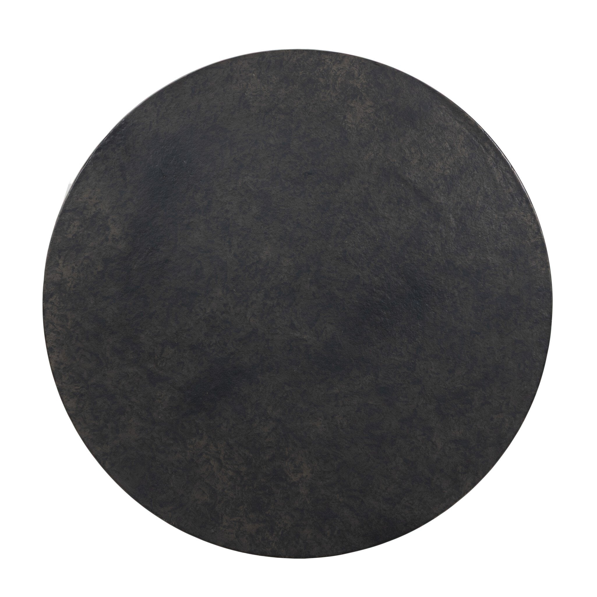 Round black felt coaster on a white background