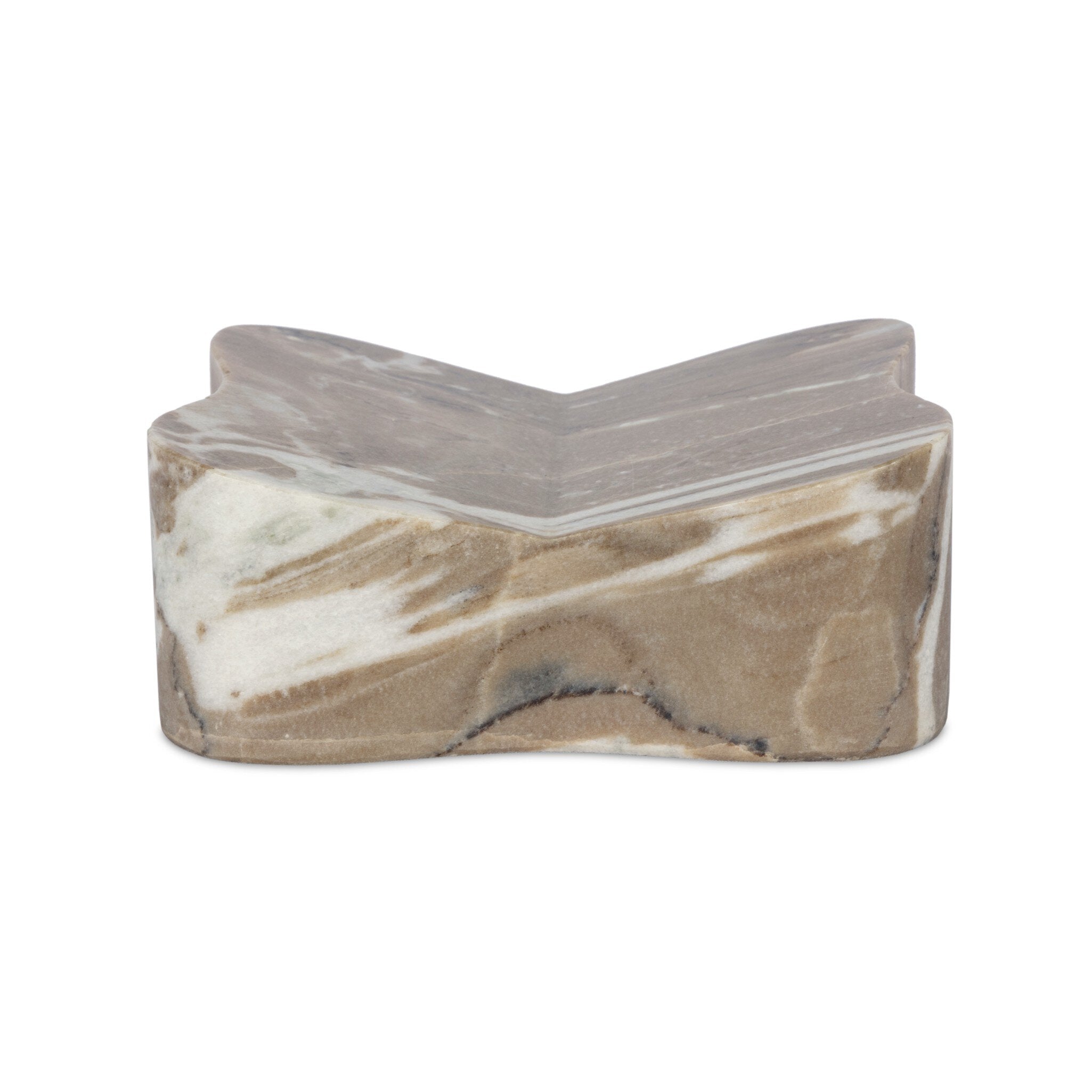 Marble-patterned stone object on a white background