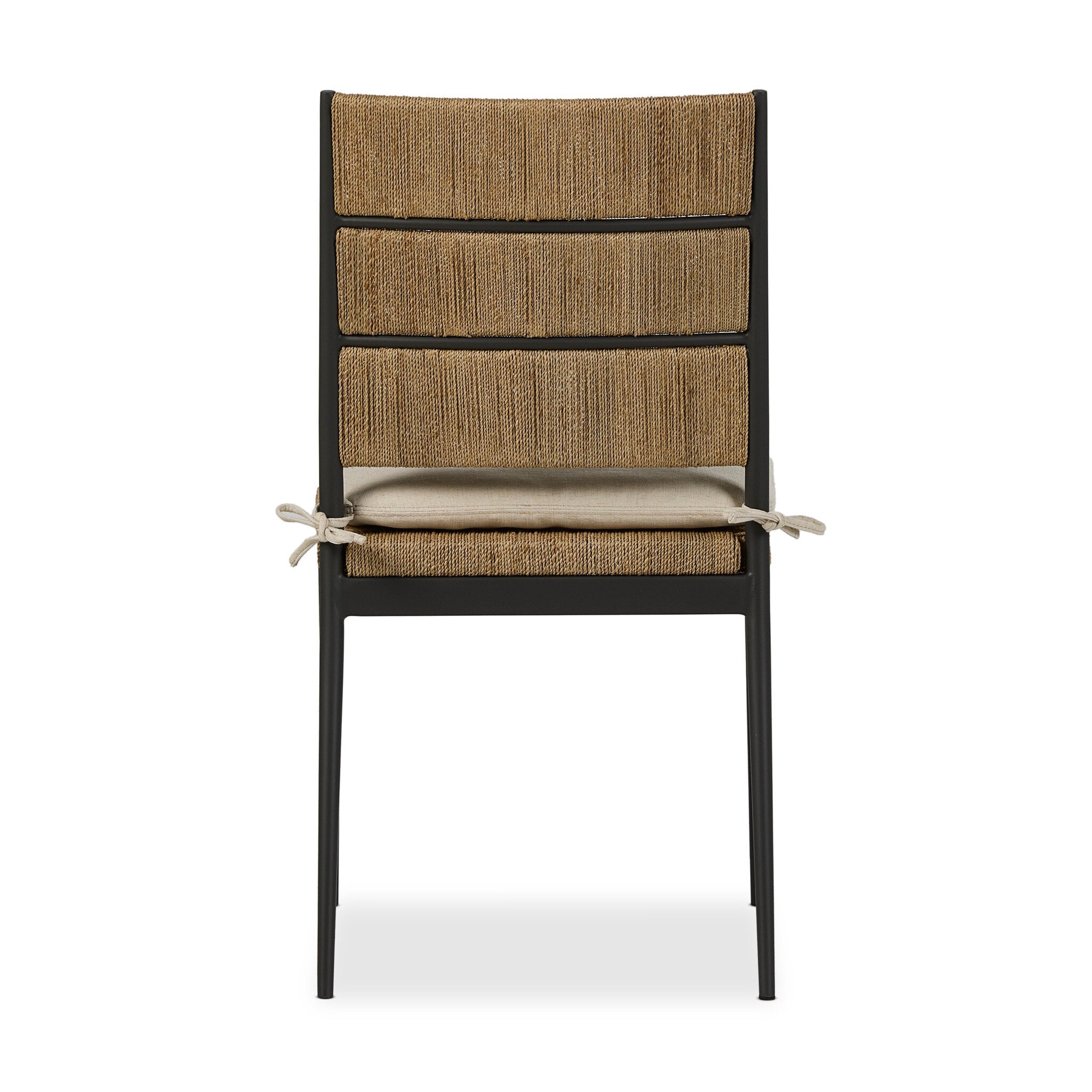 Chair with woven backrest and seat on a white background