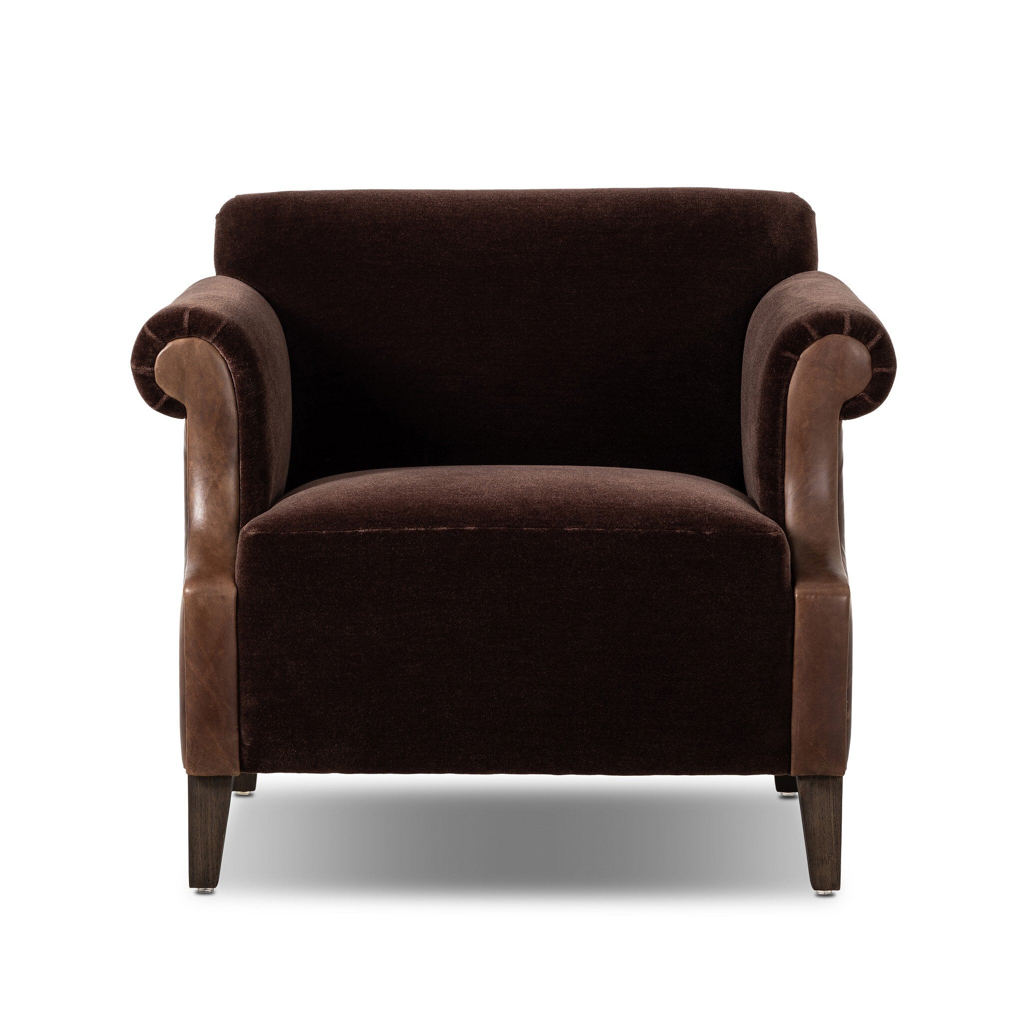 Brown armchair on a white background