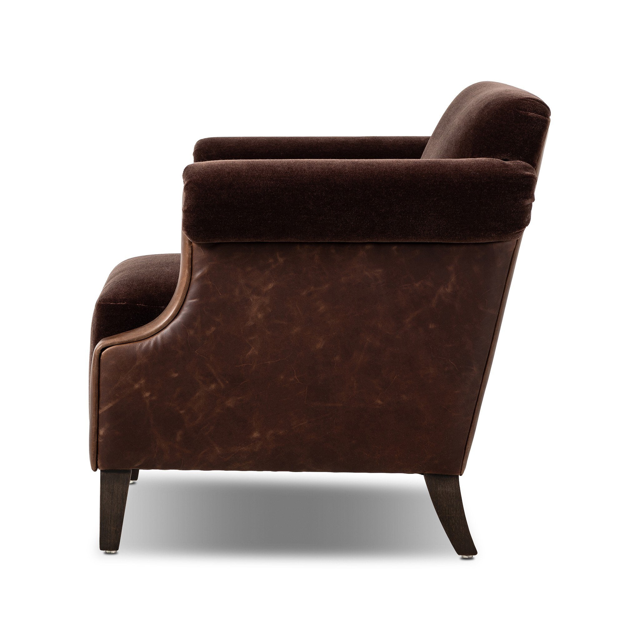 Brown armchair on a white background