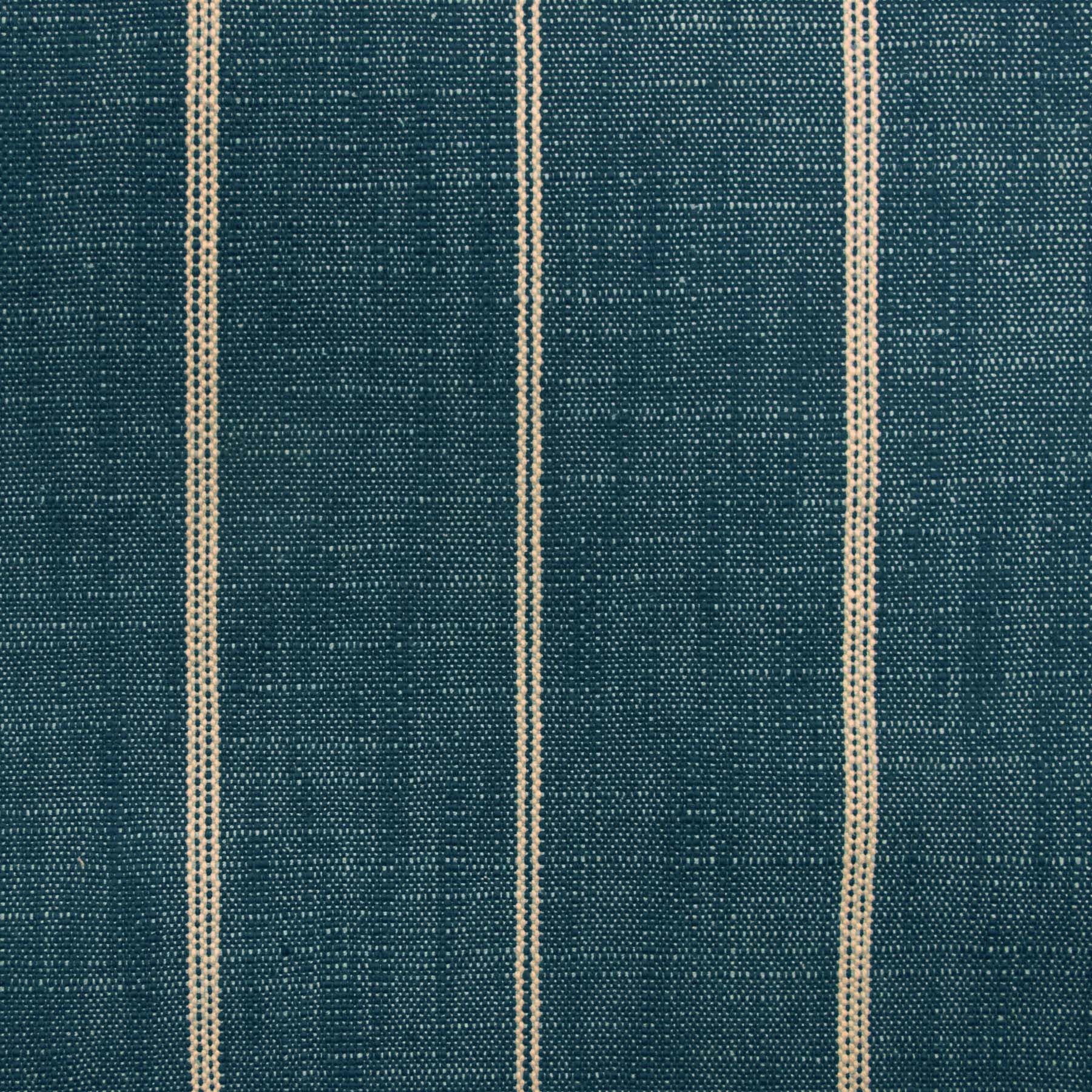 Textured blue fabric with thin white stripes