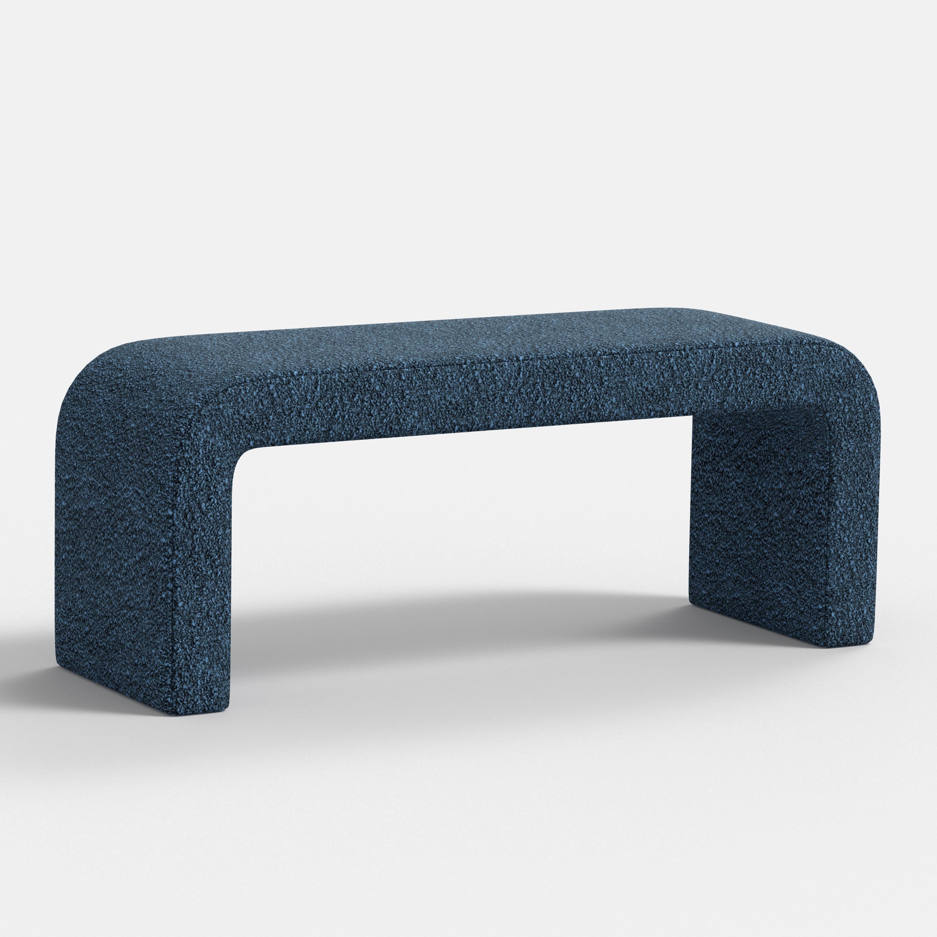 Blue textured bench on a white background