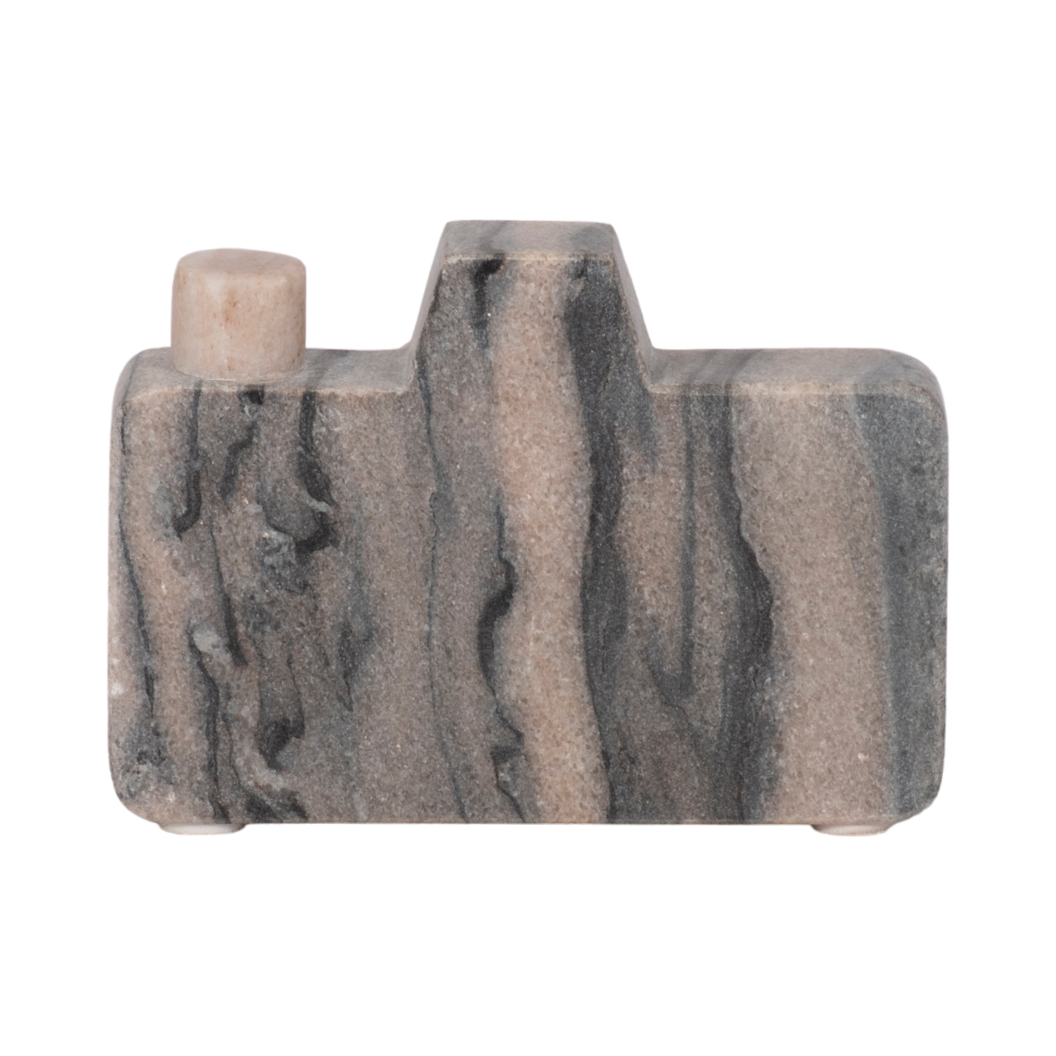 Marble-textured candle holder on a white background