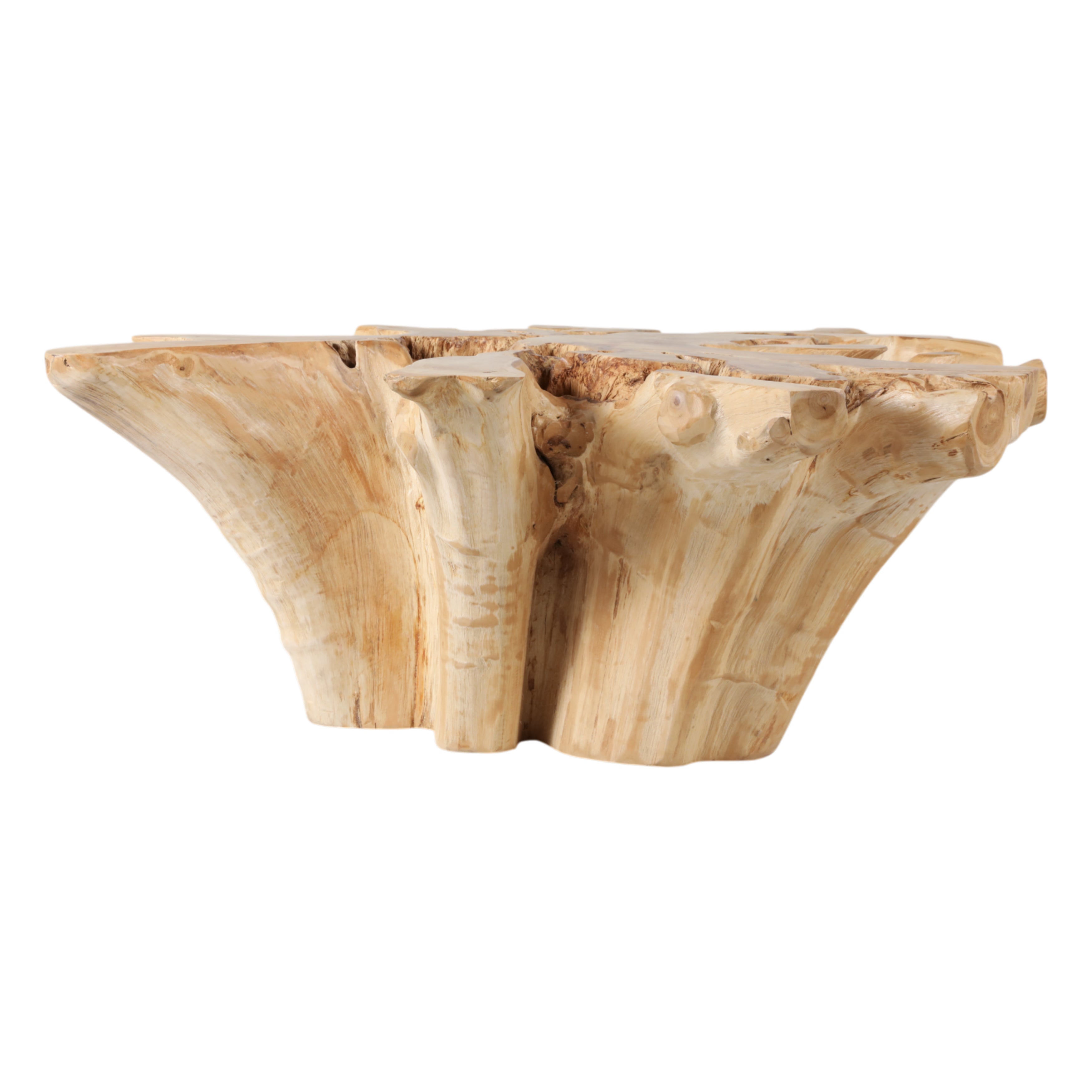 Wooden bowl with natural edge design on a white background