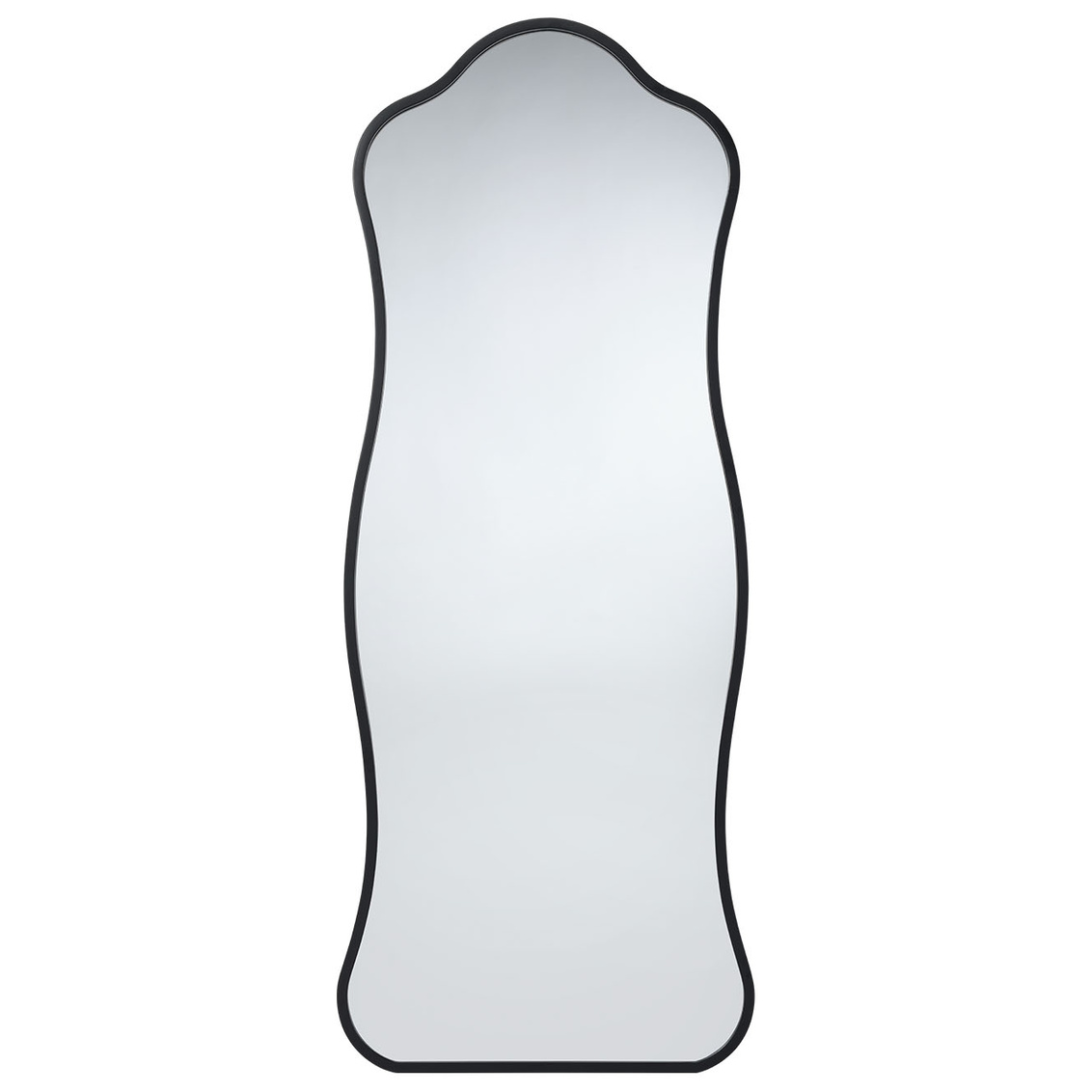 Wavy mirror with black frame on a white background