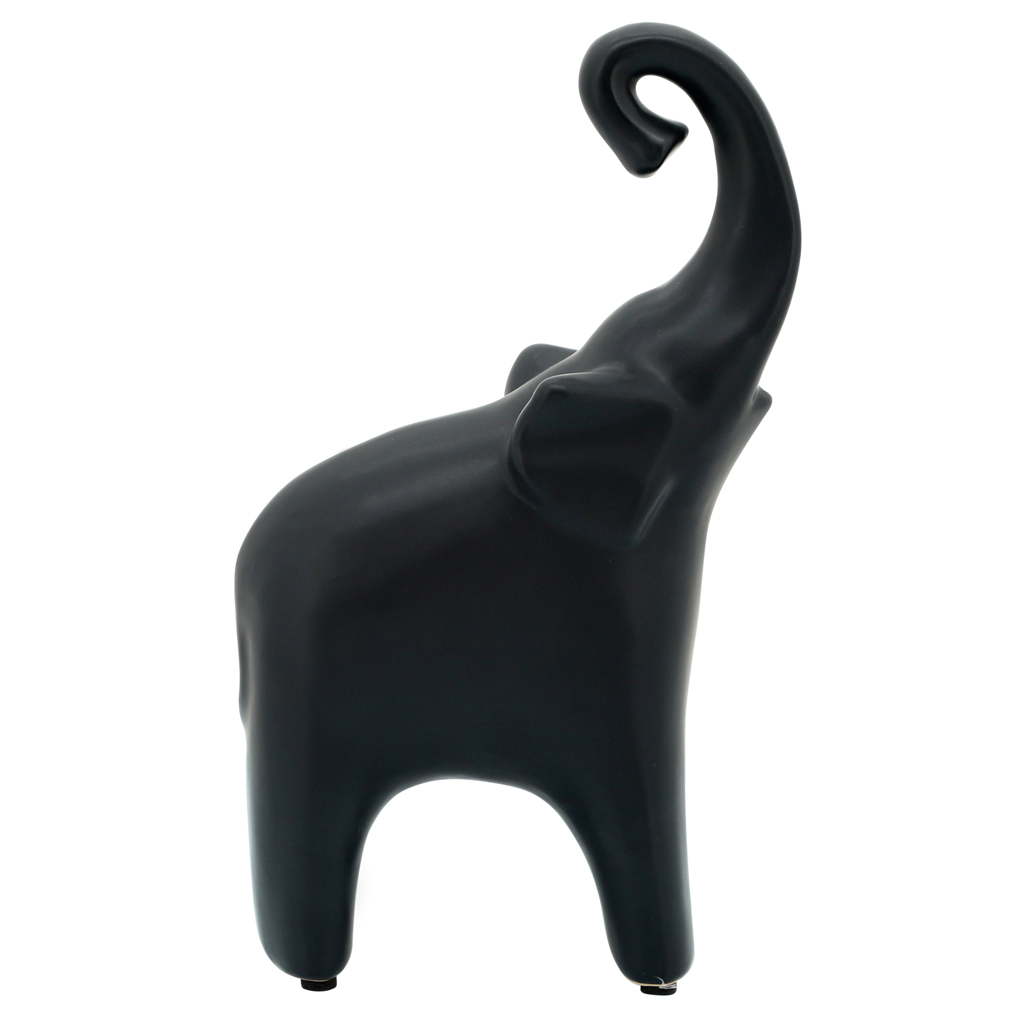 Black elephant-shaped object on a white background