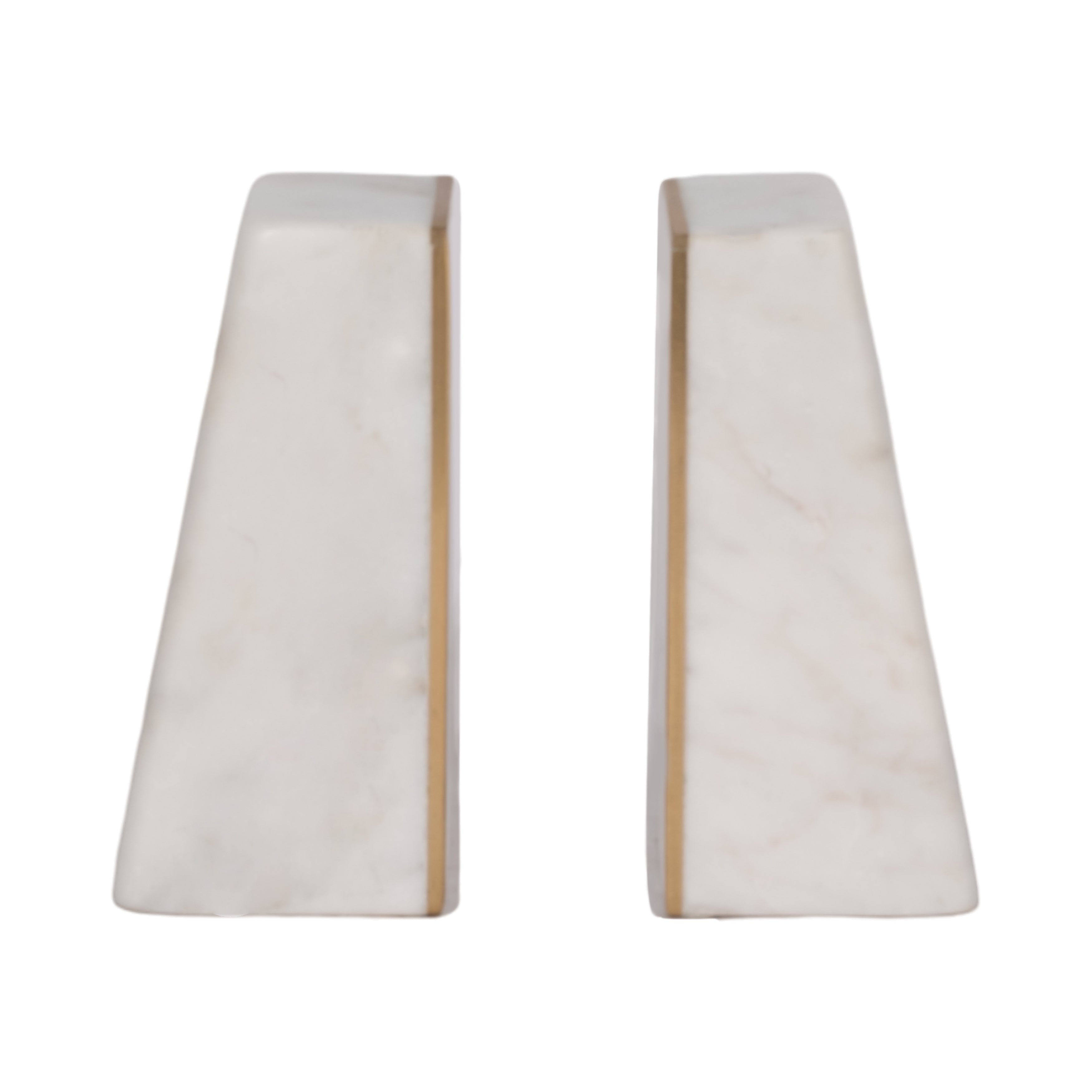 Two white triangular wedge-shaped objects on a white background