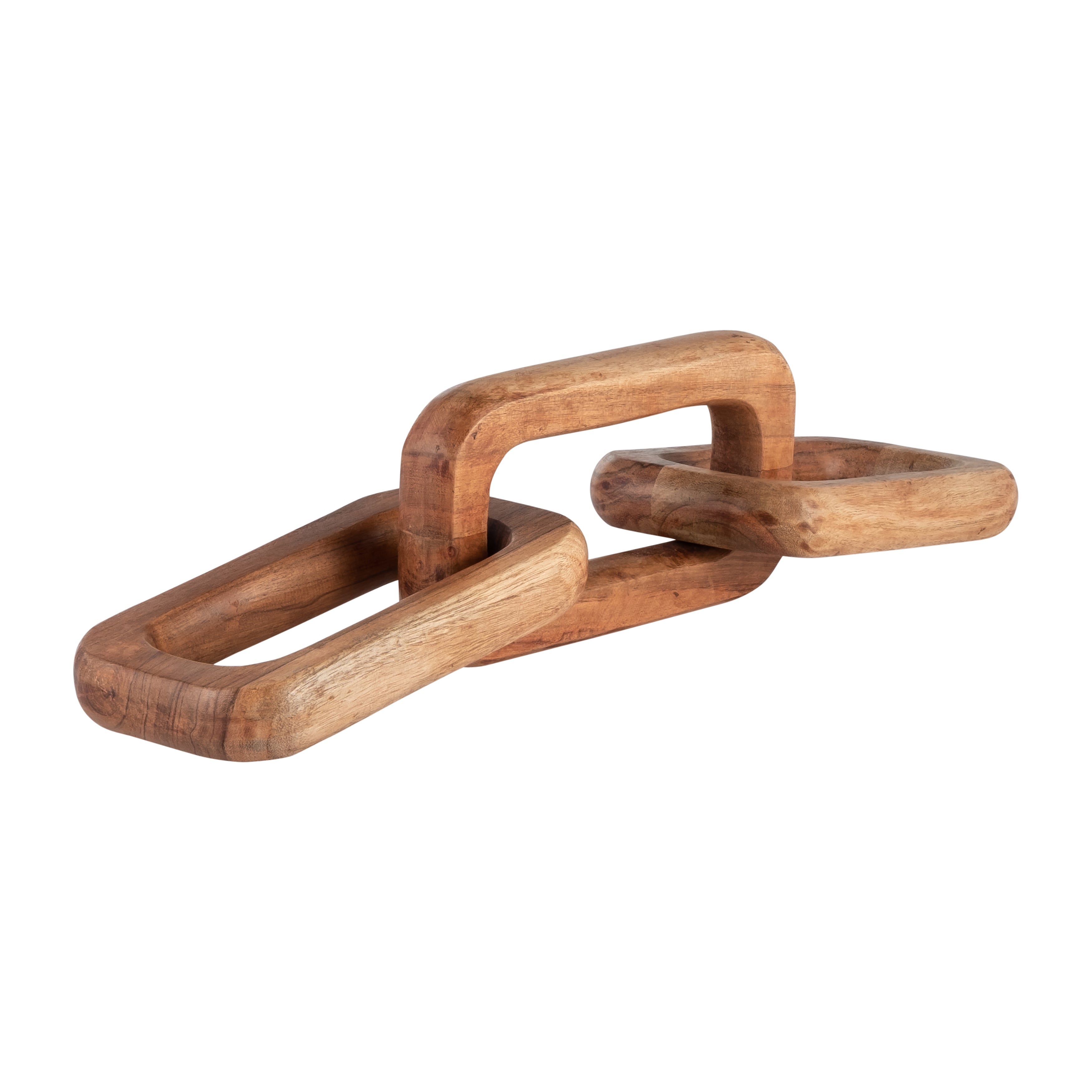 Wooden chain-like object on a white background