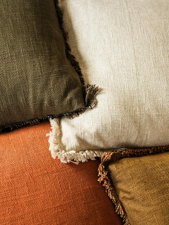 Luxe Linen Fringe Edge Square Throw Pillow