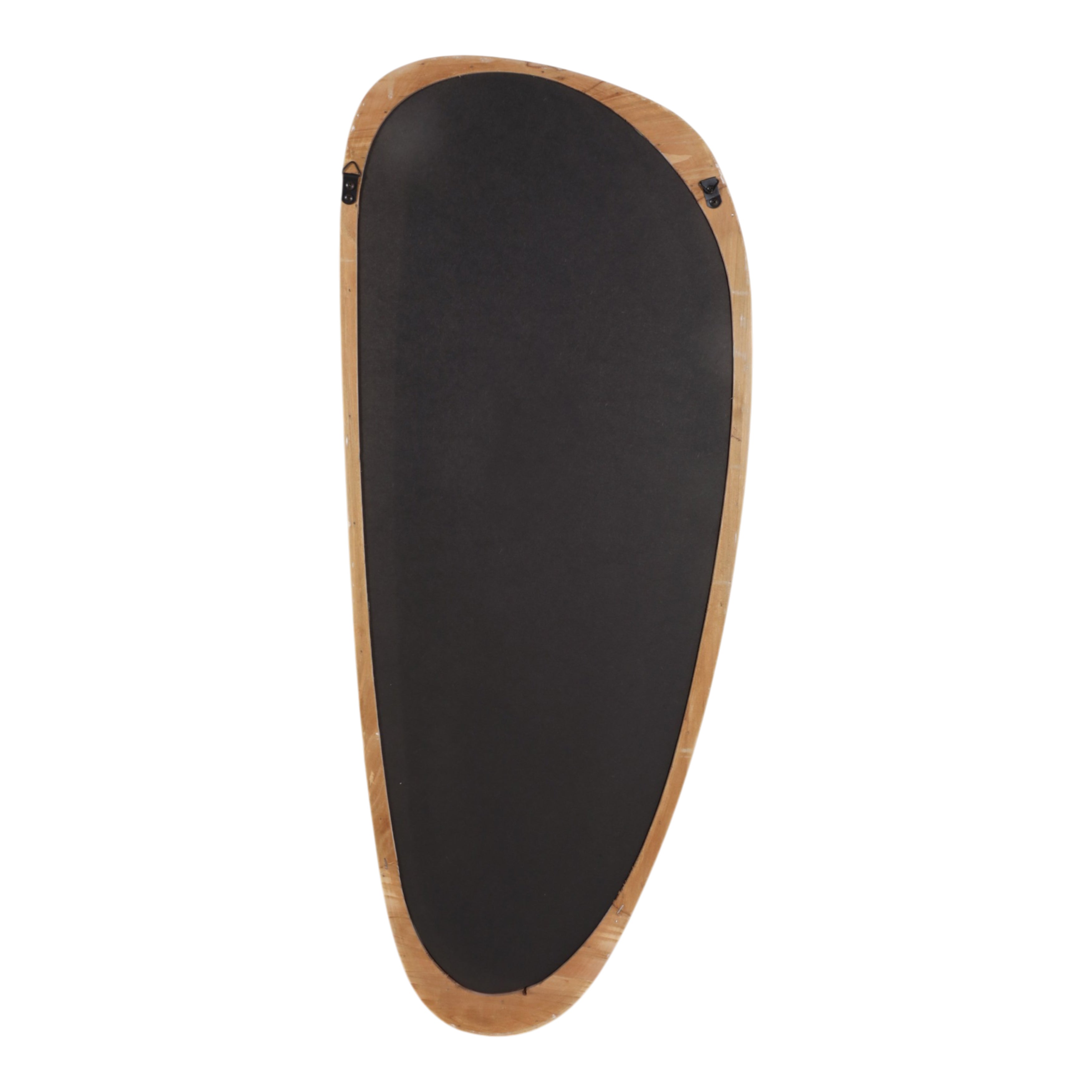 Black heating pad with wooden border on a white background
