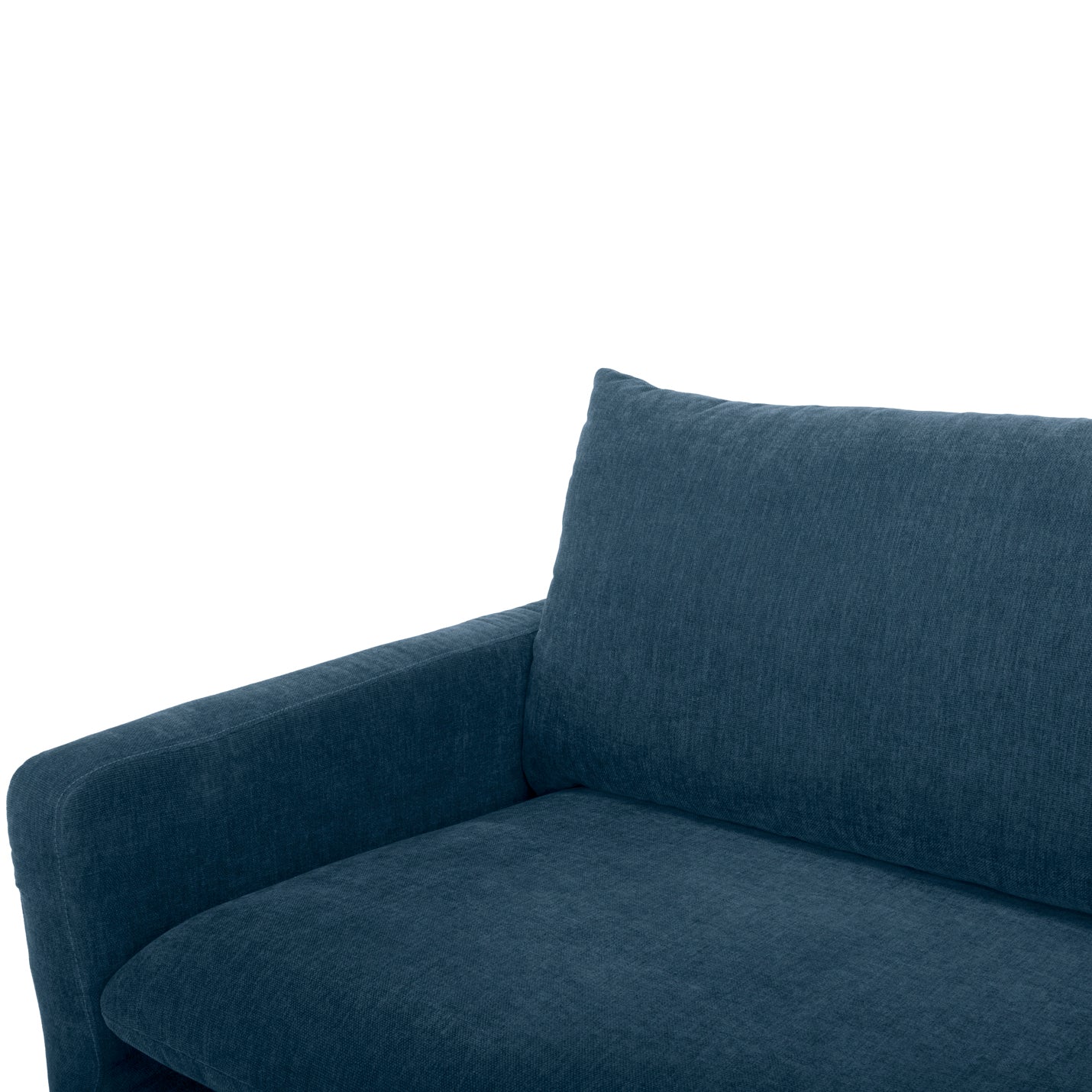 Blue sofa with a pillow on a white background