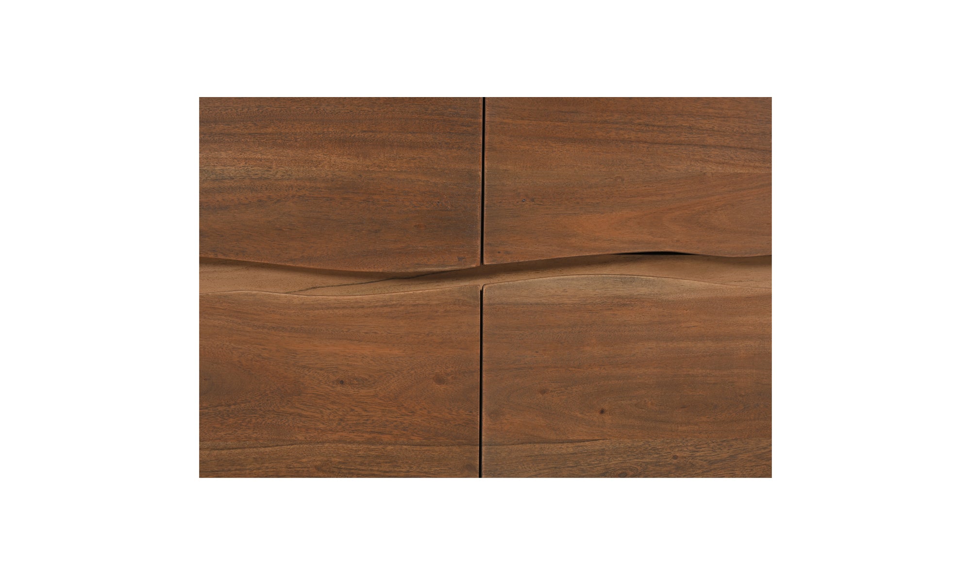 Wooden dresser with four drawers on a white background