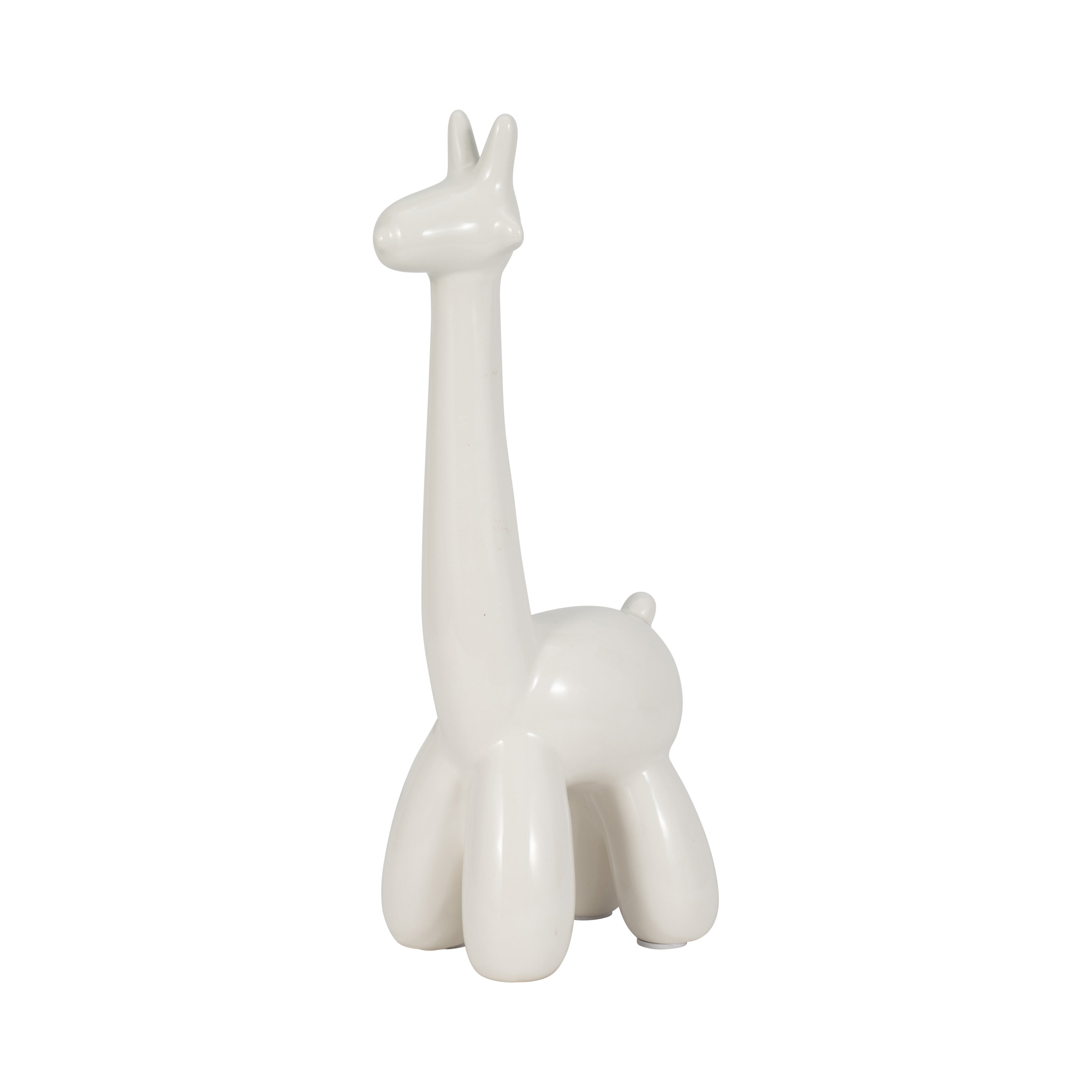 White ceramic giraffe figurine on a white background