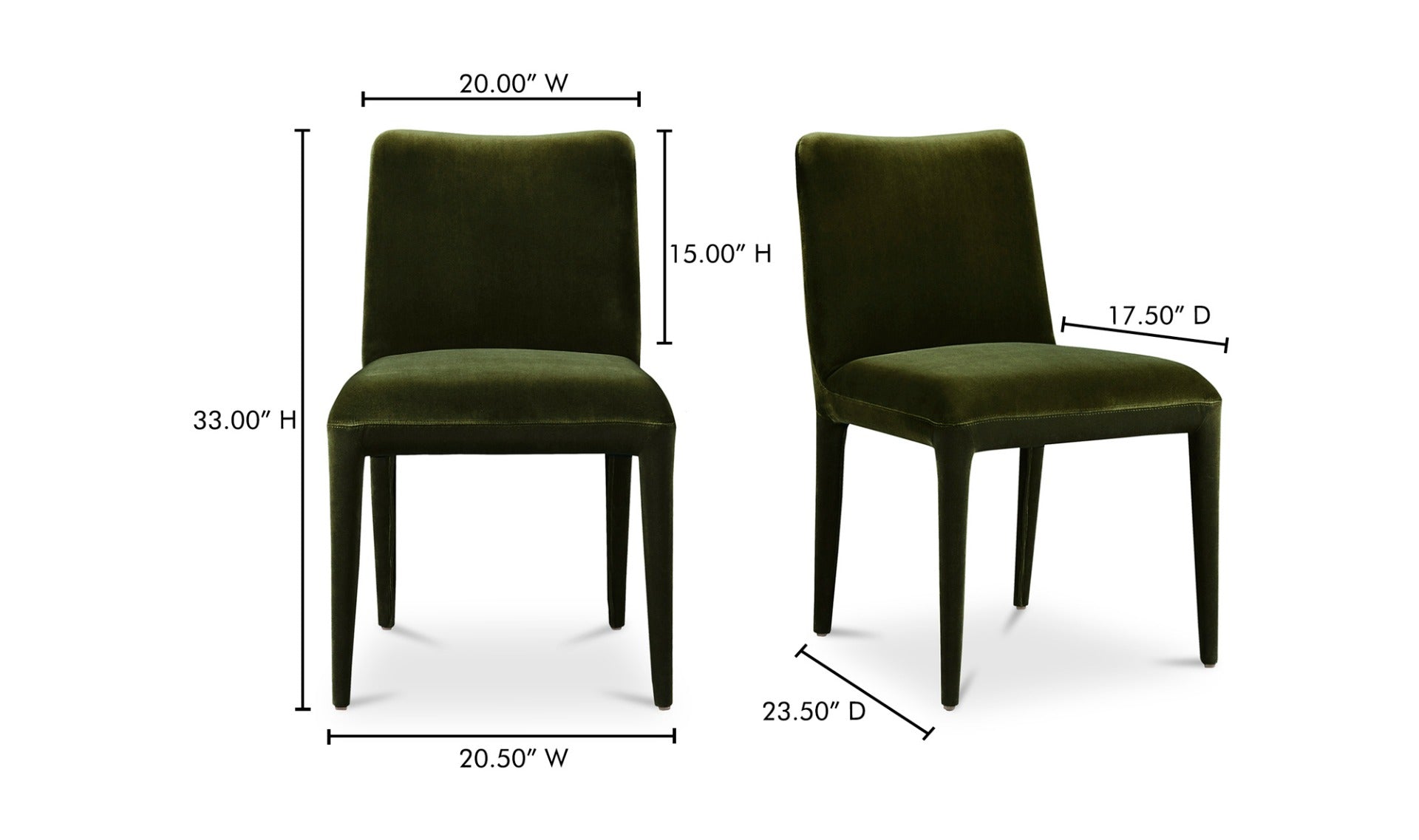 Calla Dining Chair Green Velvet - Set Of Two