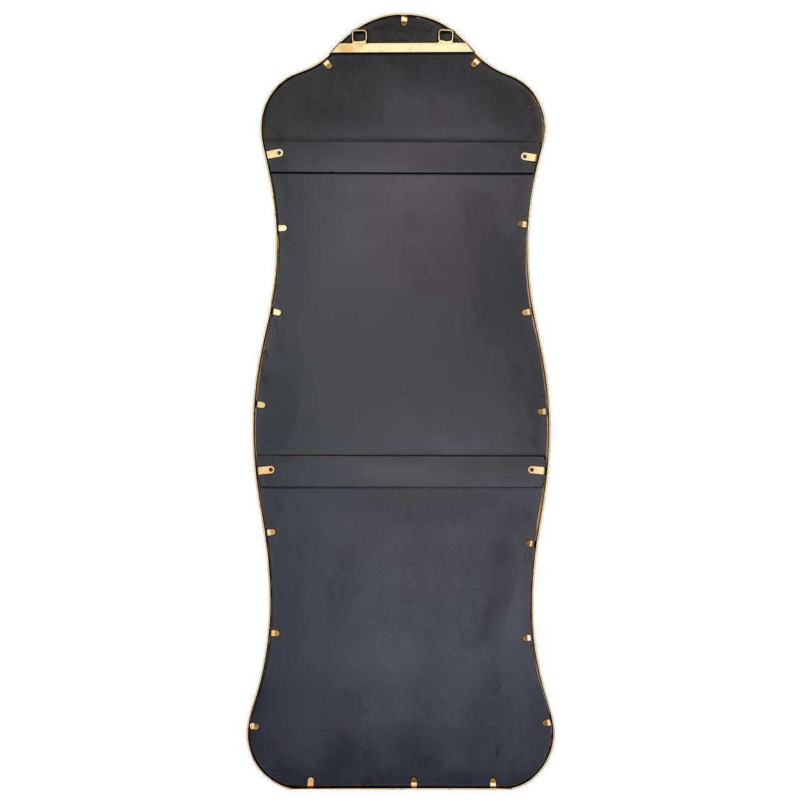 Back of brass floor mirror with D-loops